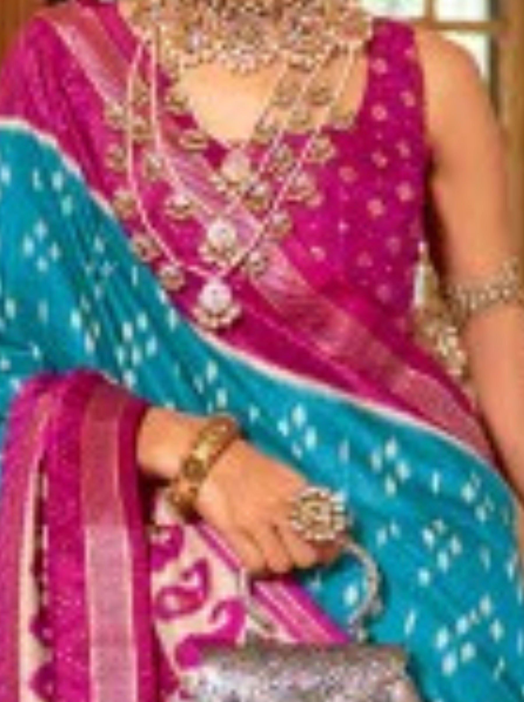 Azure Blue Vibrant Patola Silk Festive Saree - TrendOye