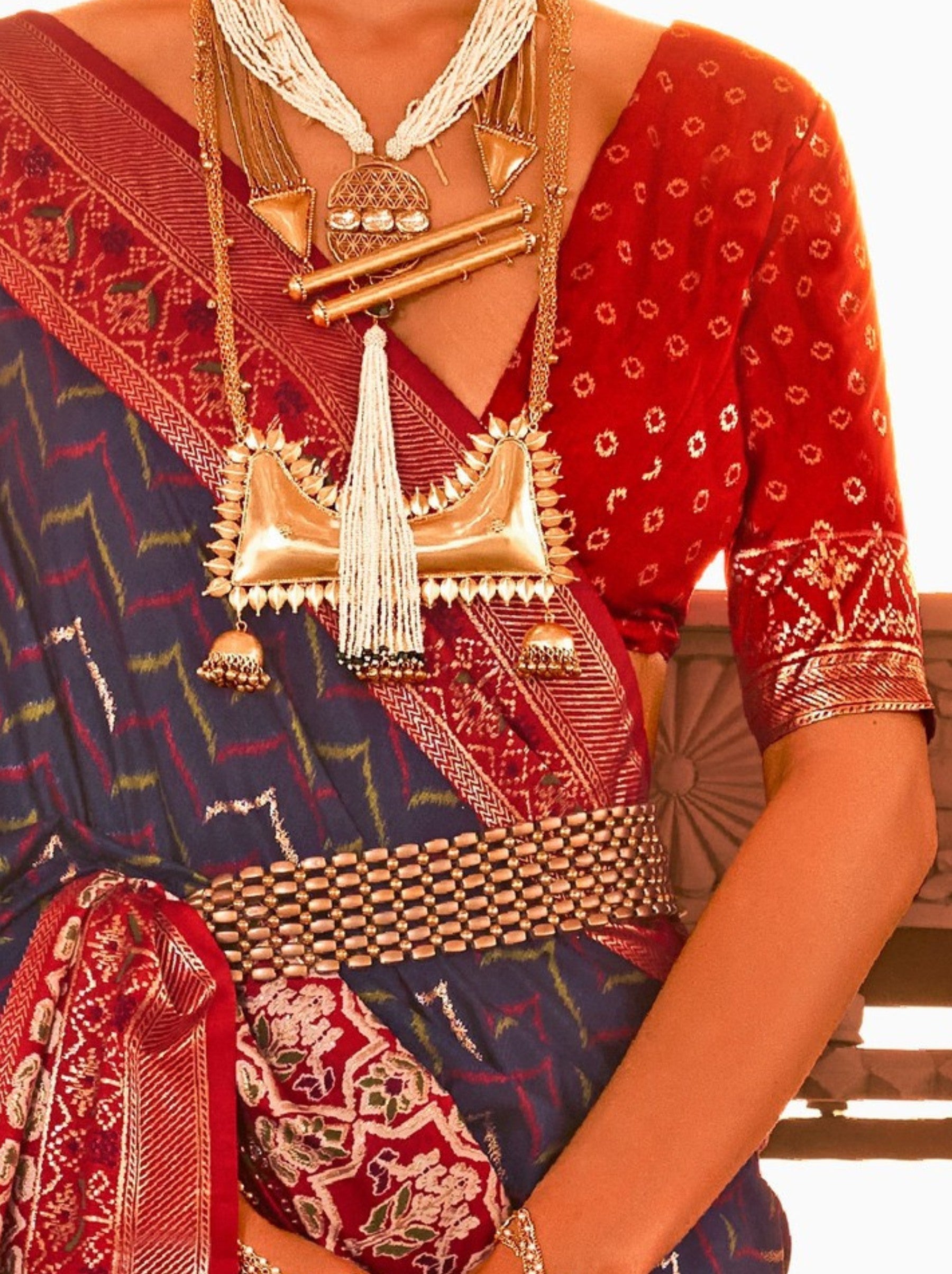 Space Blue Premium Patola Festive Saree - TrendOye