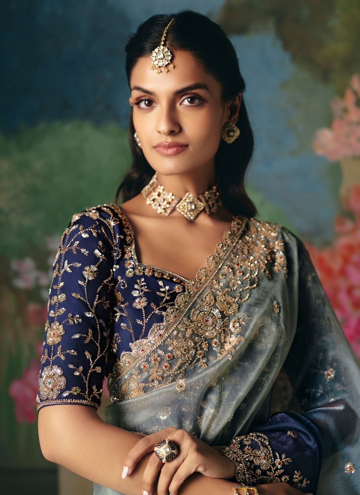 Midnight Ombre Blue Wedding & Party Fancy Saree With Premium Blouse Piece - TrendOye