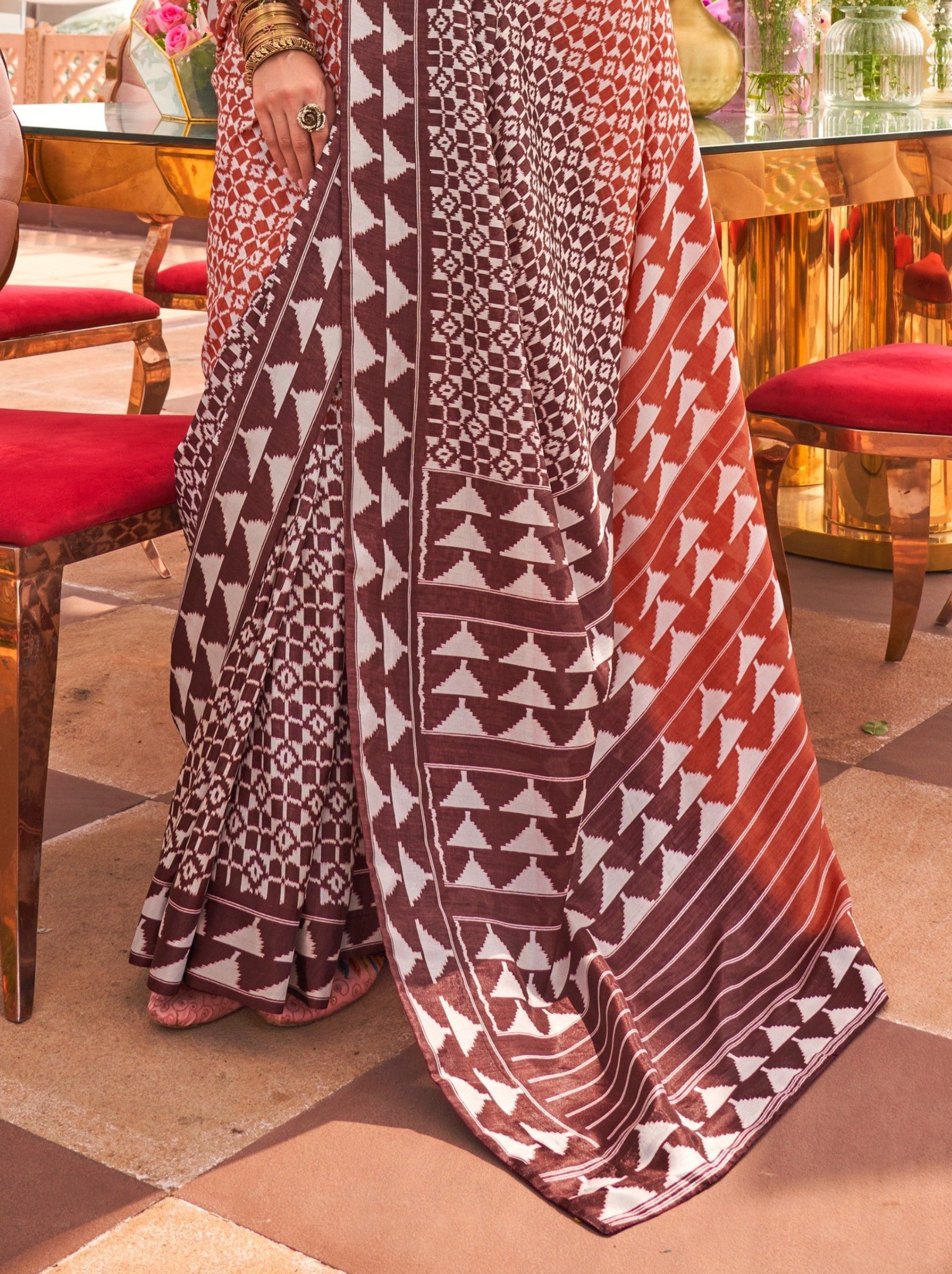 Light Brown Celebration Saree - TrendOye