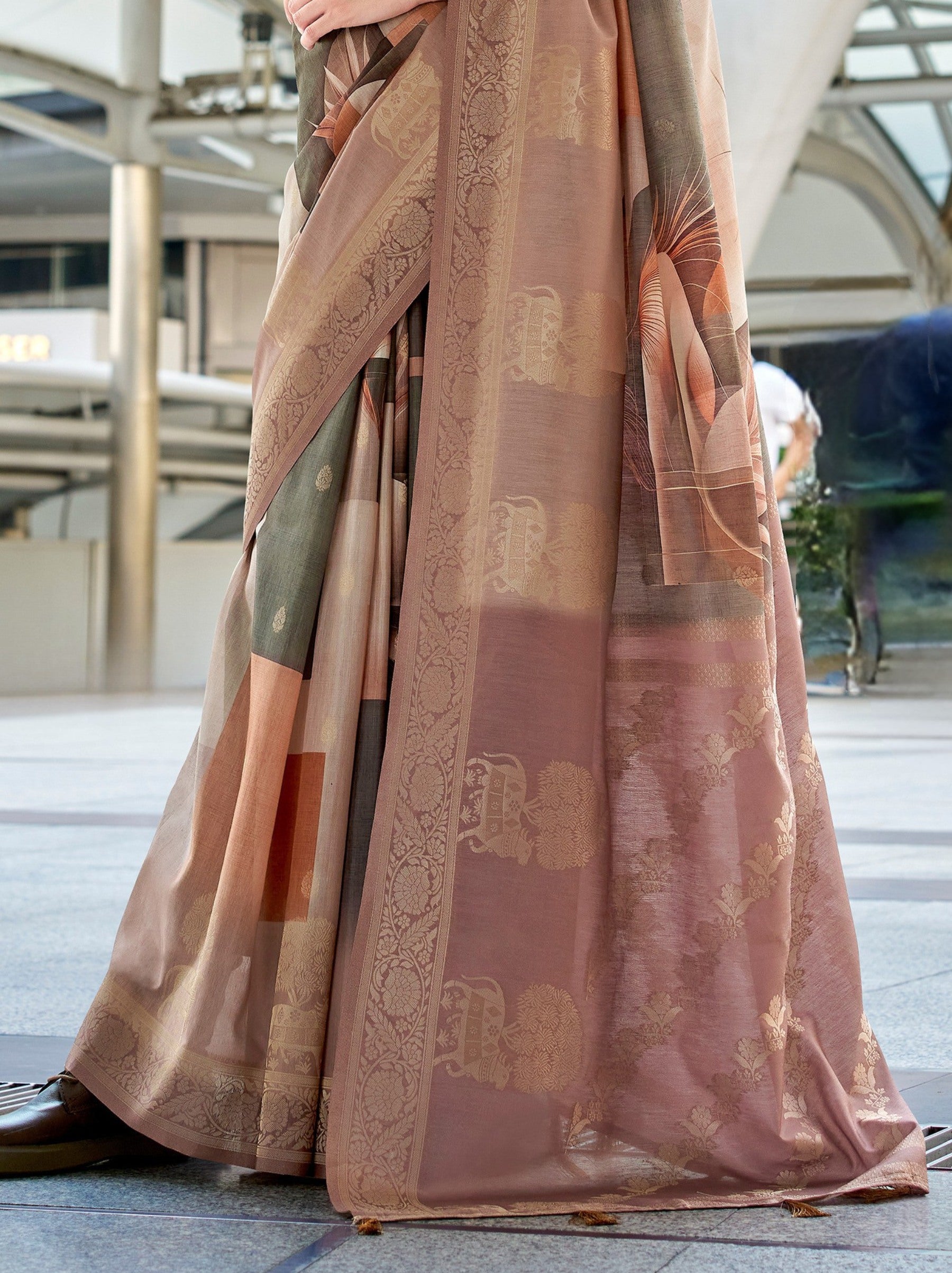 Tortilla Brown Celebration Saree - TrendOye