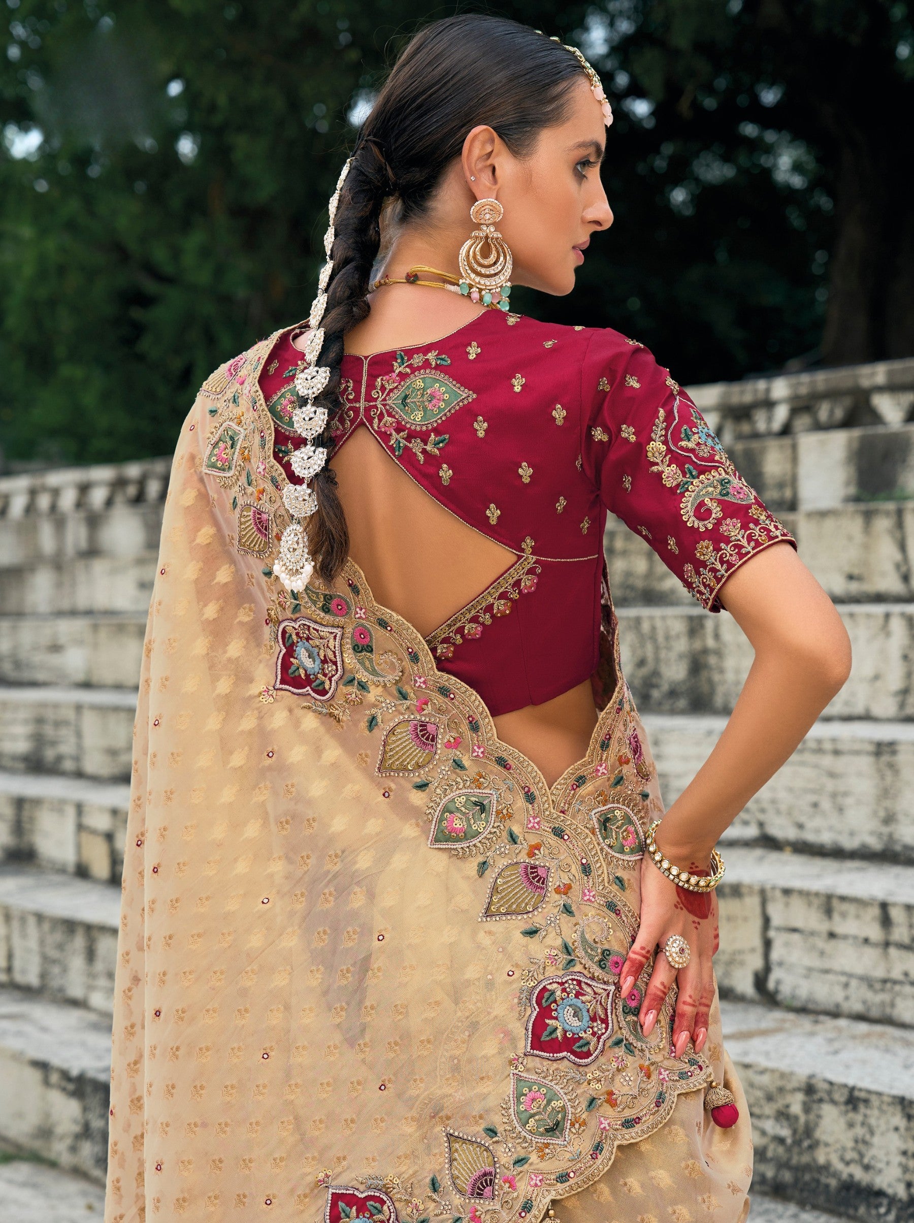Desert Brown Wedding Designer Saree - TrendOye