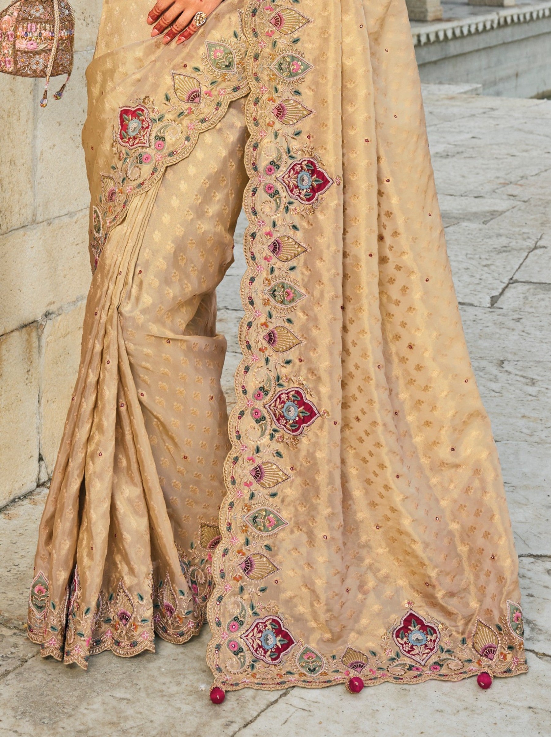 Desert Brown Wedding Designer Saree - TrendOye