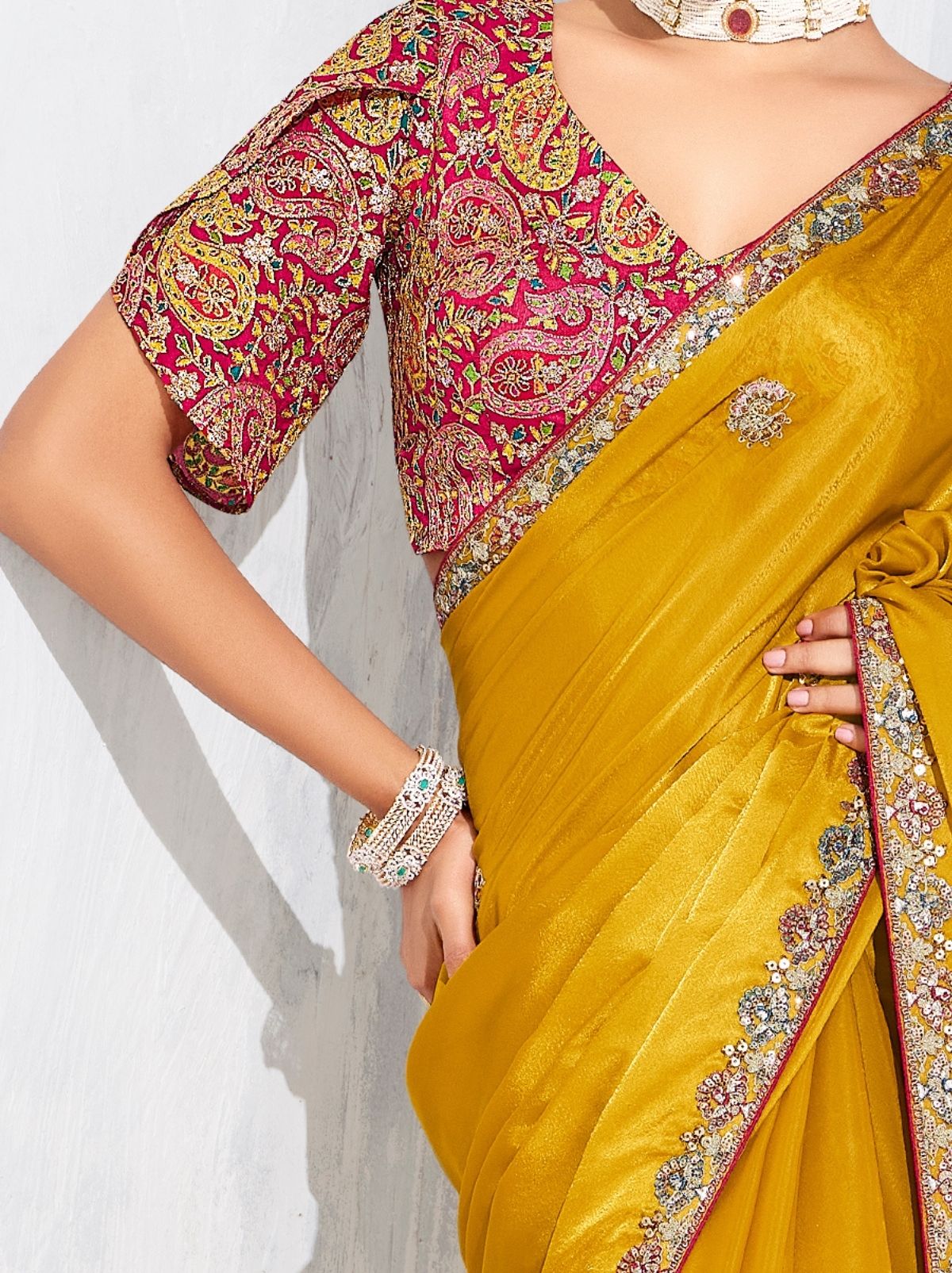 Gold Premium Fancy Silk Saree for Special Occasions