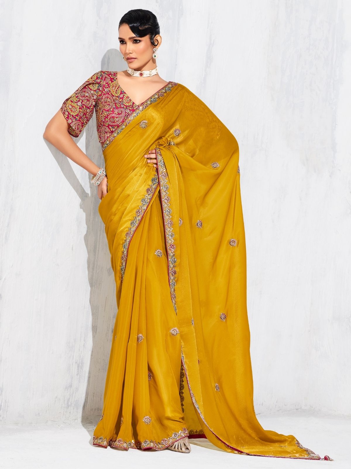 Gold Premium Fancy Silk Saree for Special Occasions