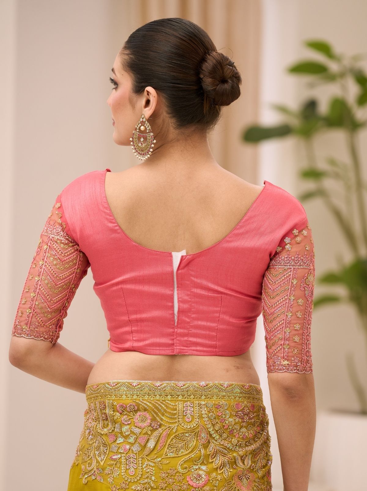 Golden Designer Wedding saree With Blouse Piece - TrendOye