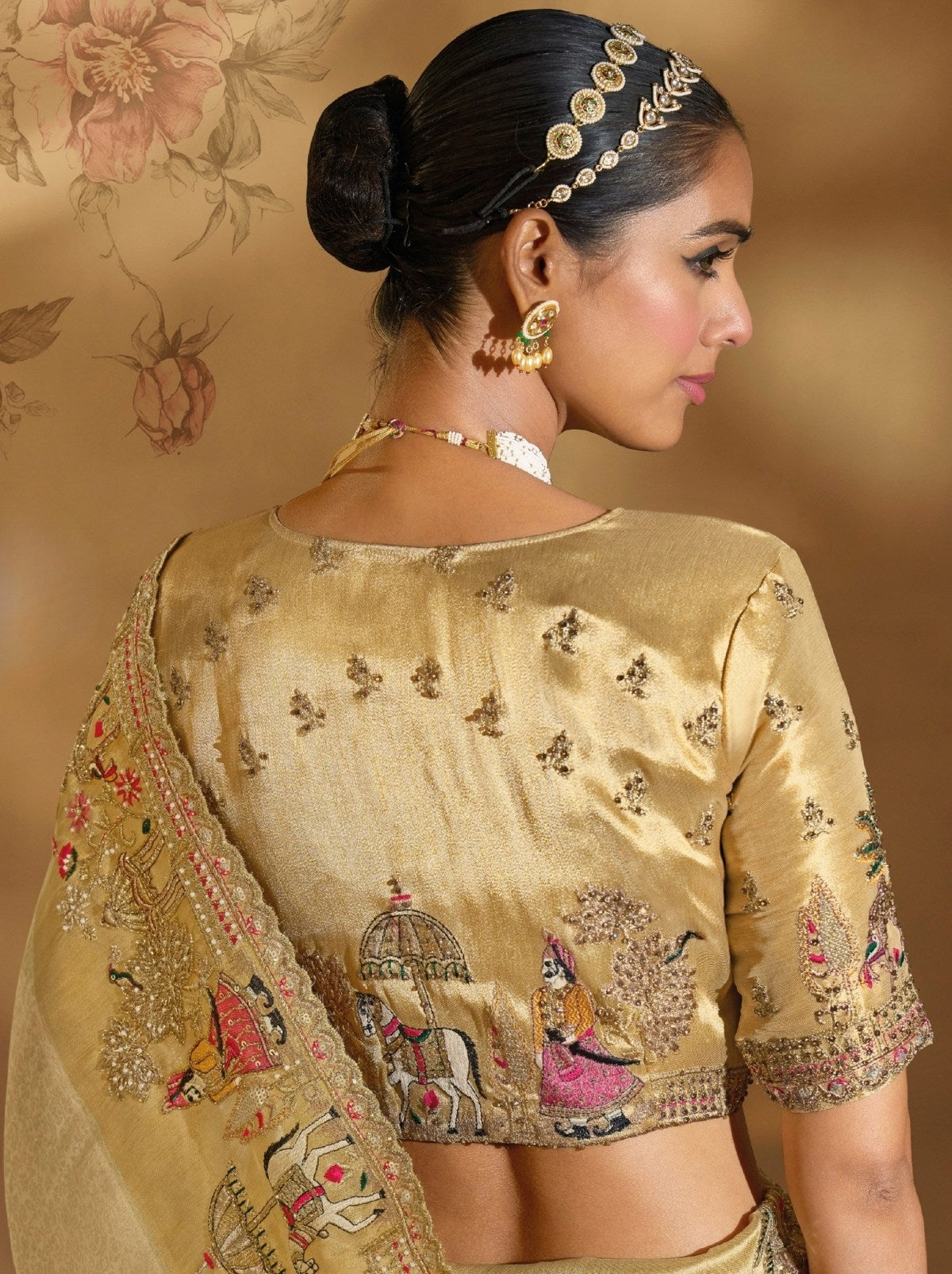Golden Elite Soft Silk Saree With Zari Work