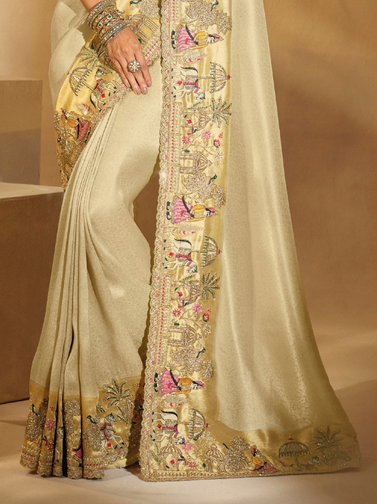 Golden Elite Soft Silk Saree With Zari Work