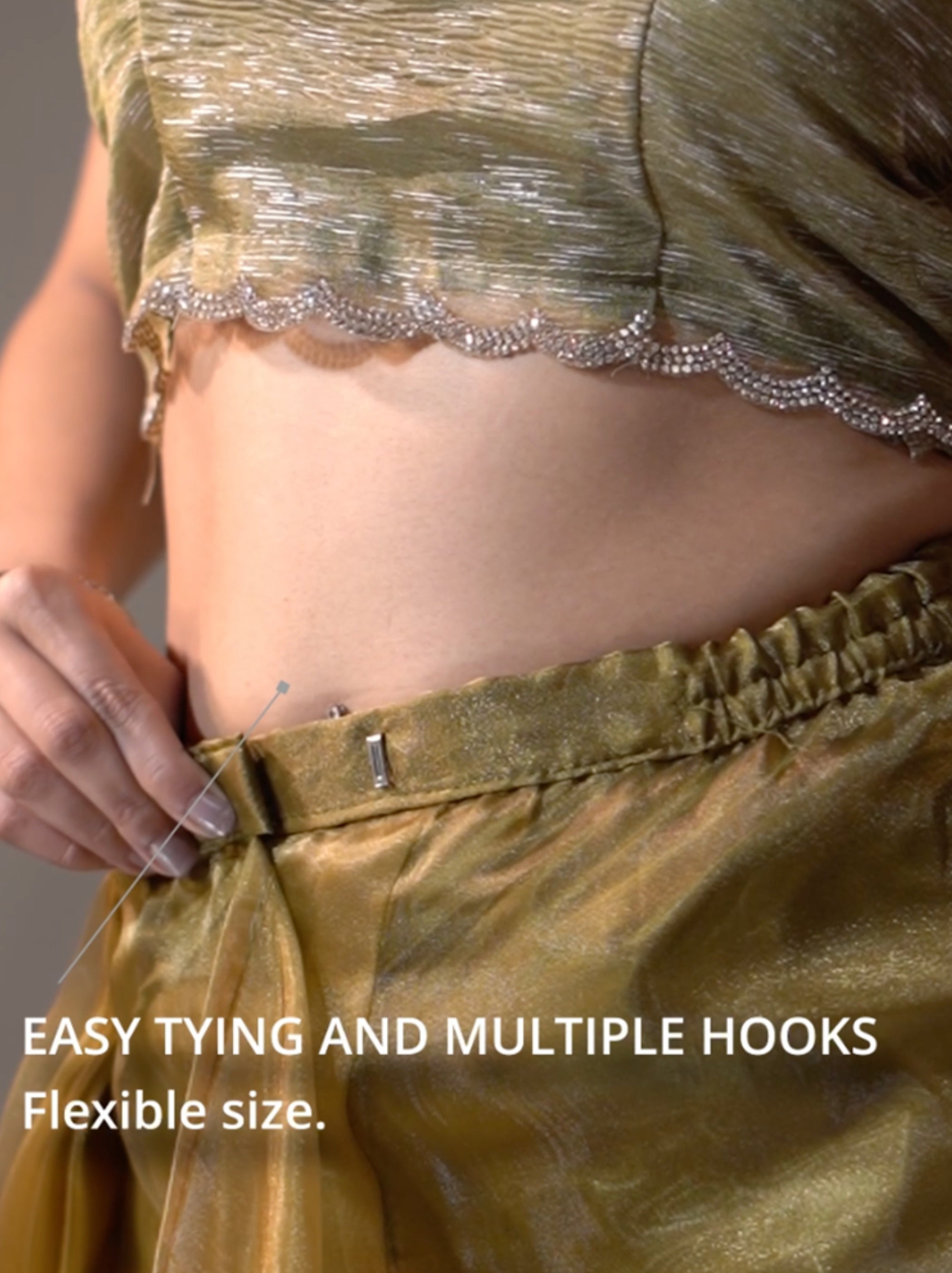 Bronze Gold Fancy Ready to Wear Organza Saree With Stone Work Border