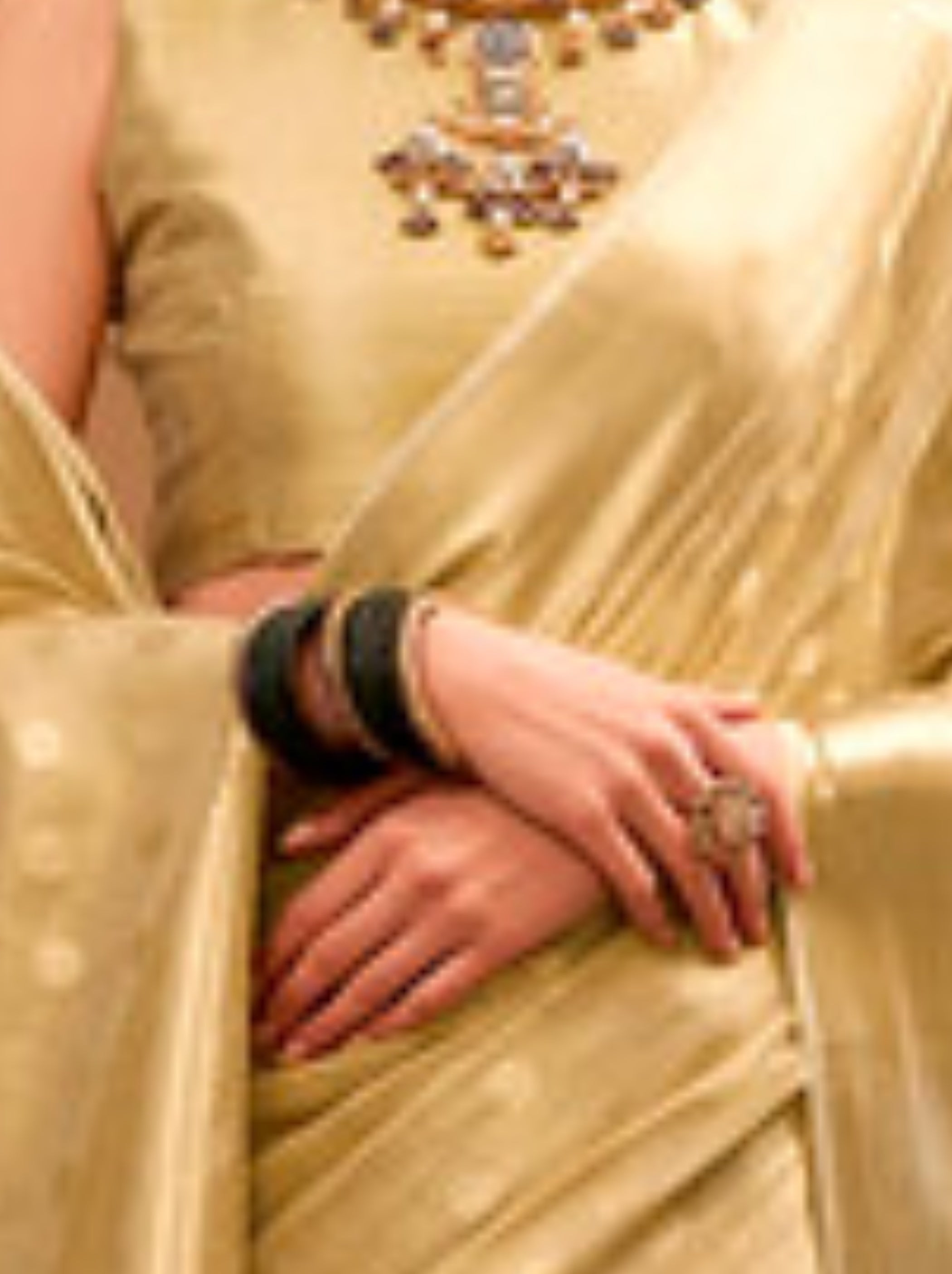 Golden Fancy Tissue Silk Saree With Blouse Piece - TrendOye