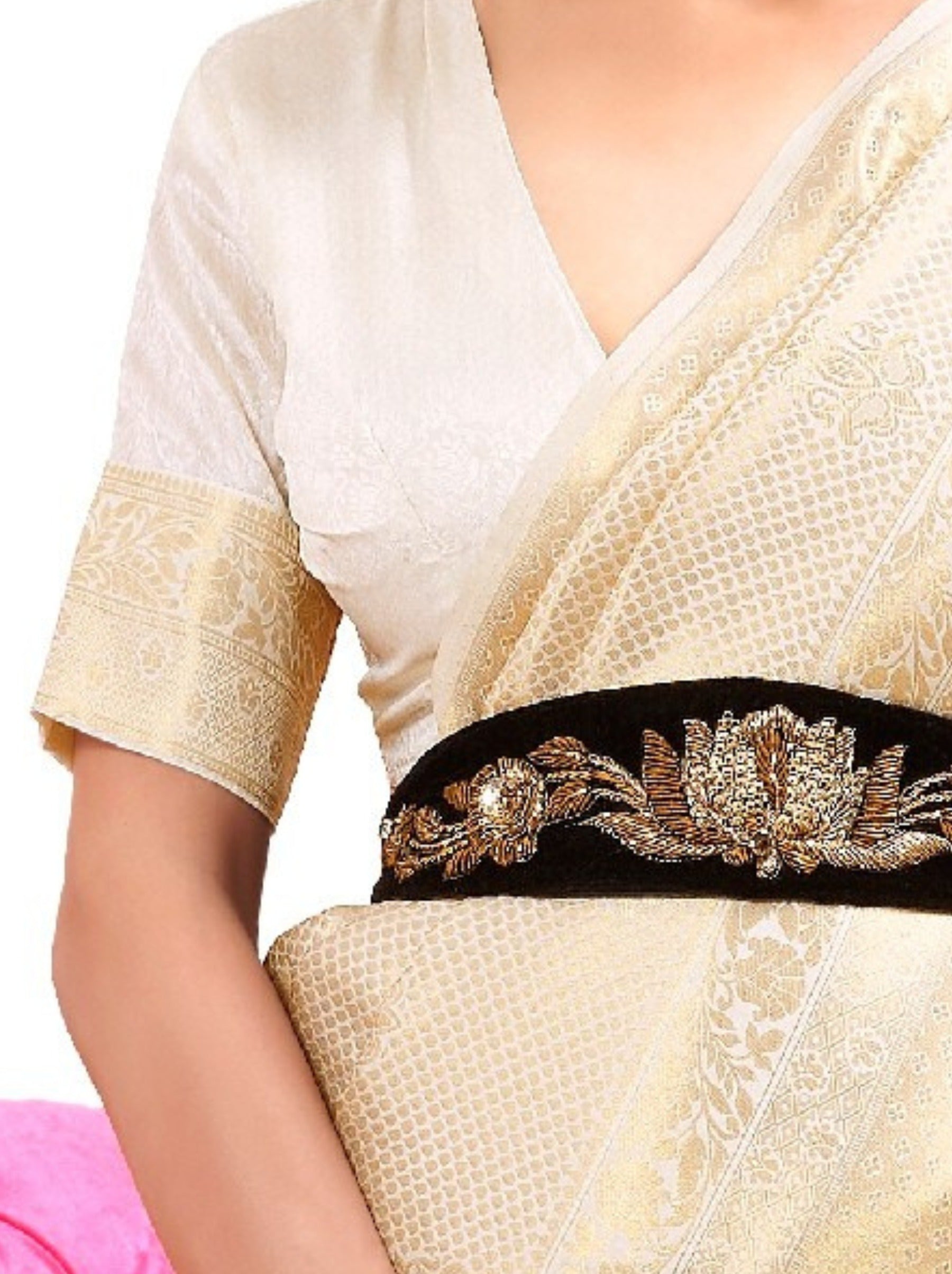 Golden Premium Kanjeevaram Silk Wedding Saree - TrendOye