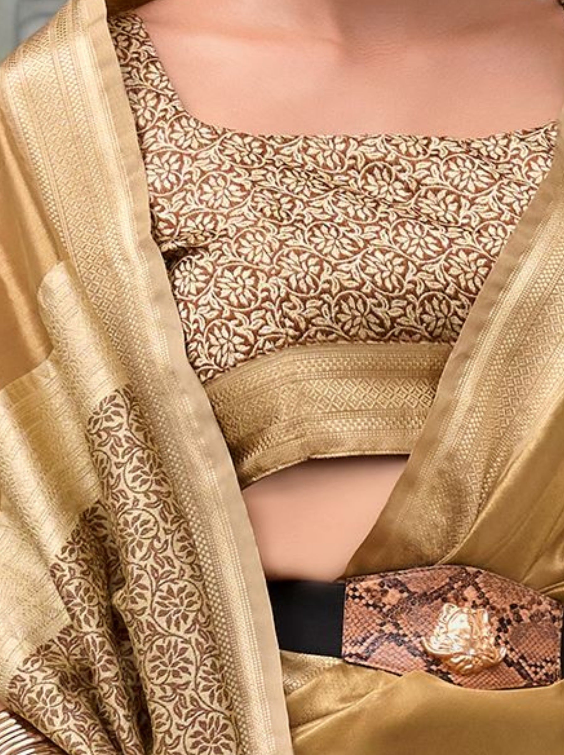 Golden Tissue Silk Celebration Saree - TrendOye