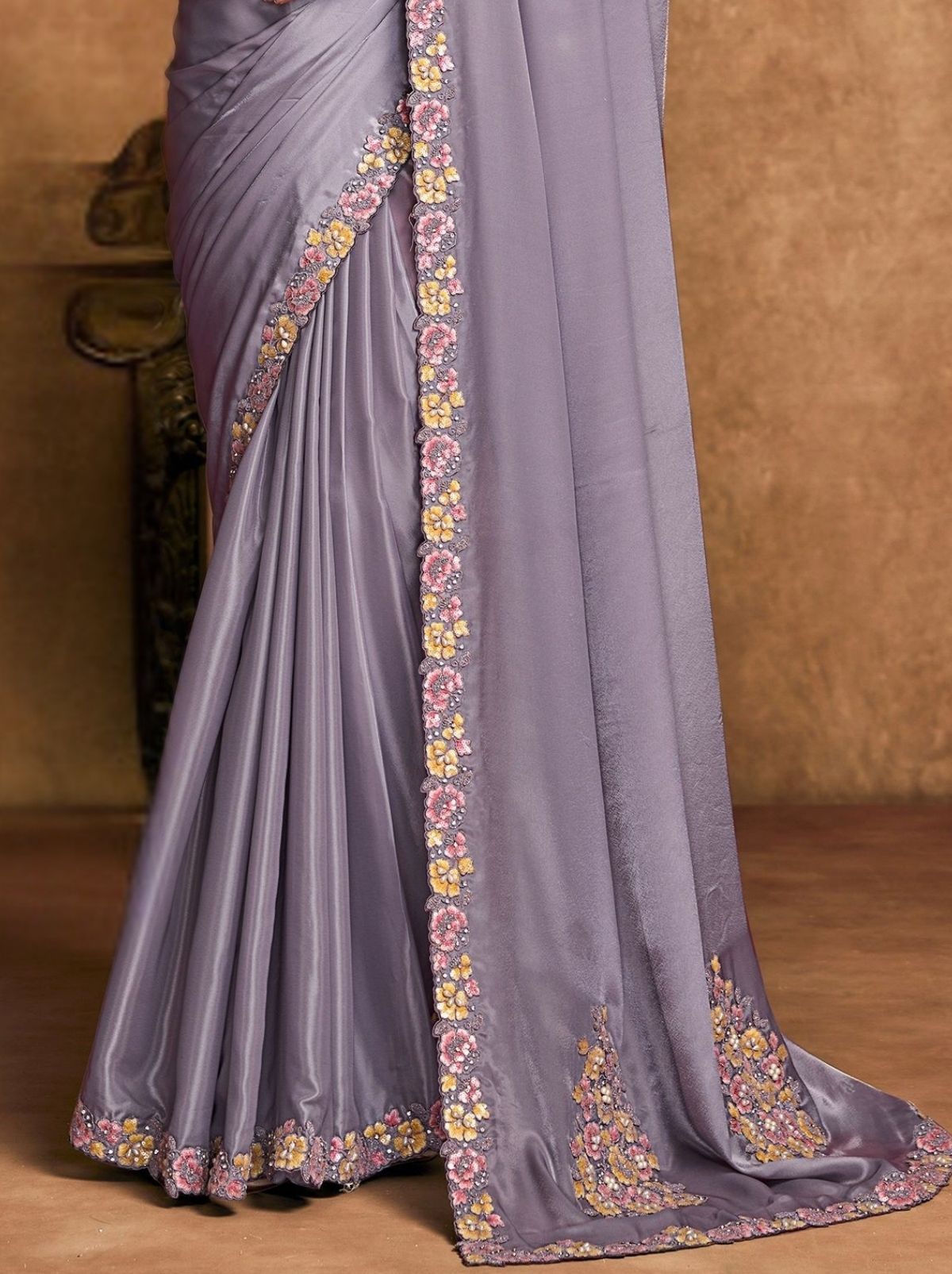 Silver Designer Party Wear Saree With Blouse Piece