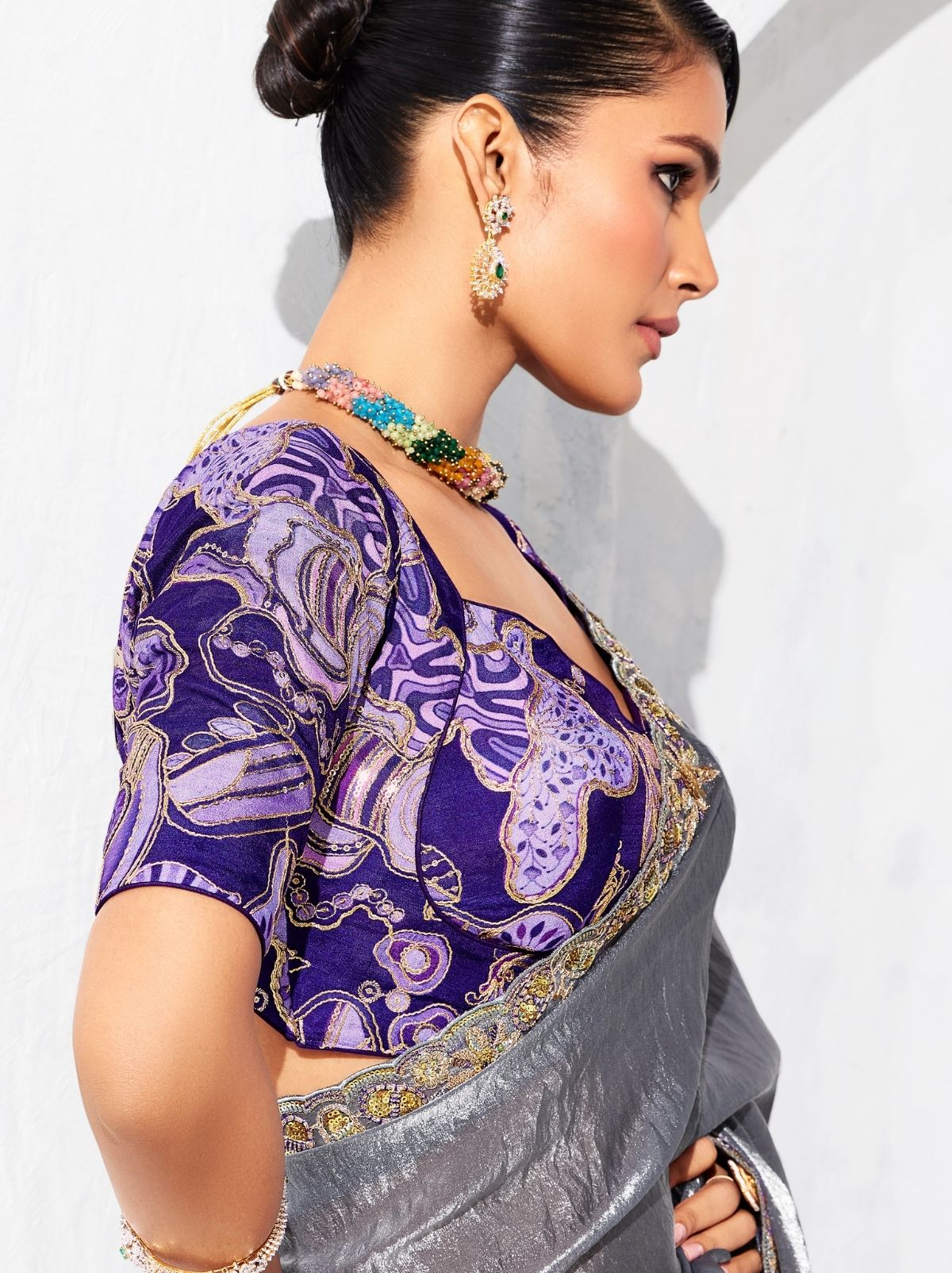 Pewter Gray Premium Fancy Silk Saree for Special Occasions