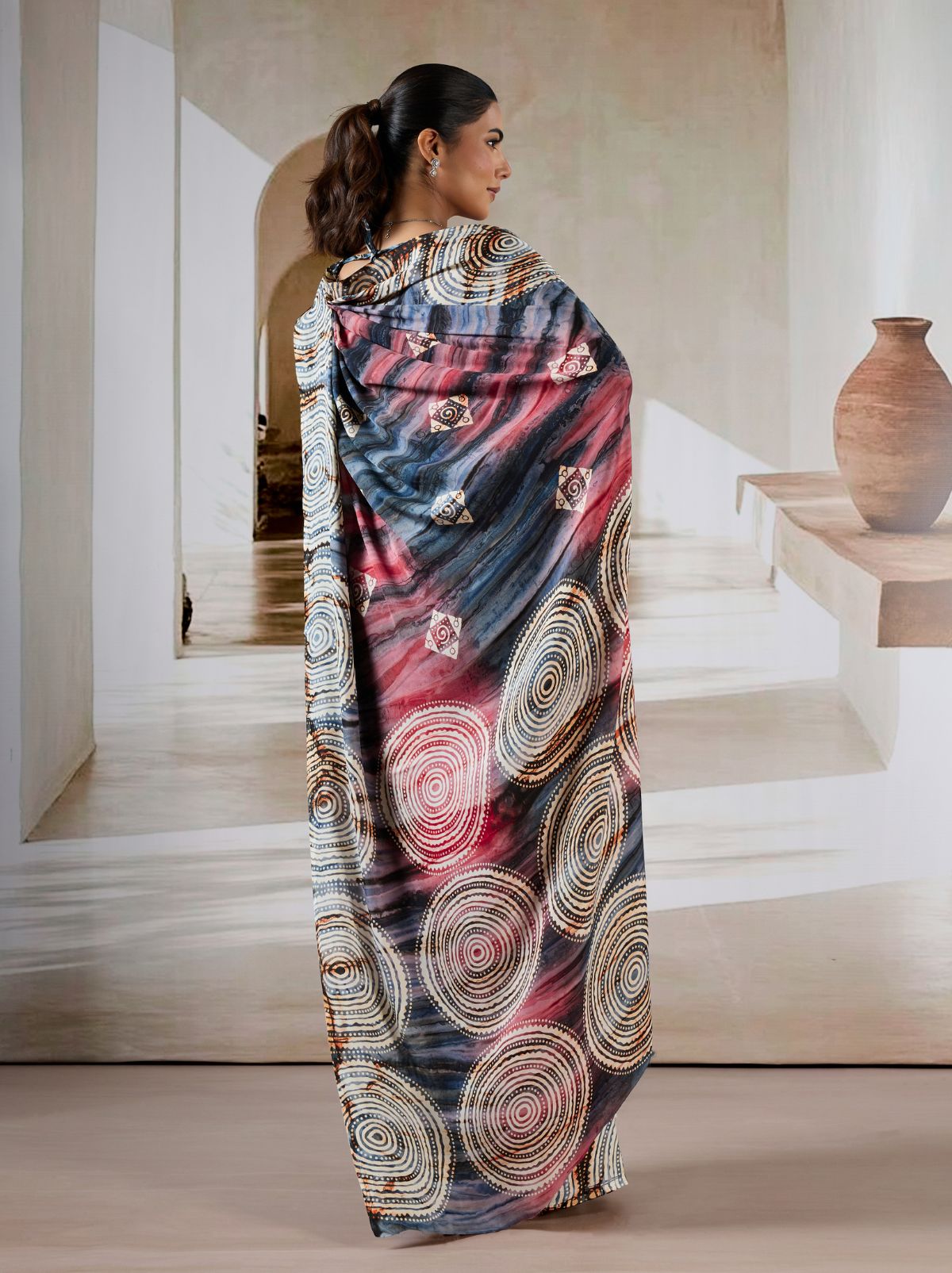 Pewter Gray Premium Modal Satin Silk Saree - TrendOye