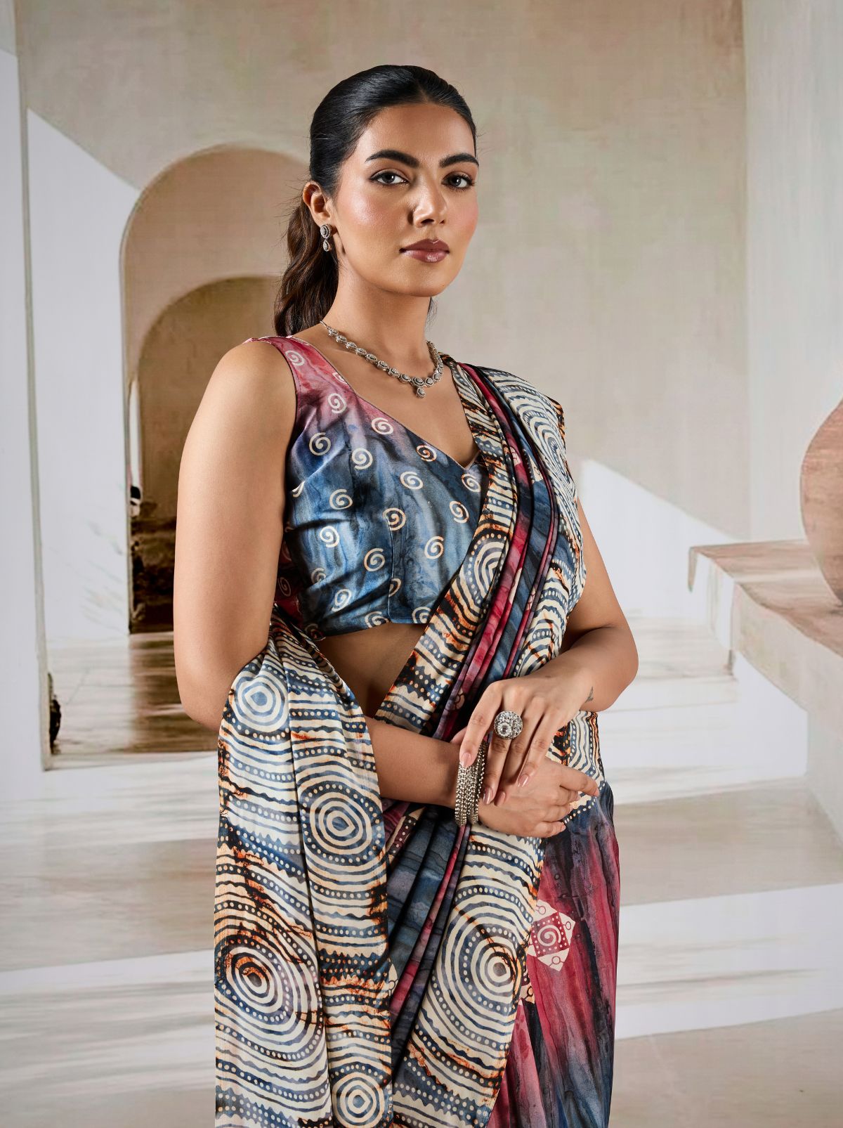 Pewter Gray Premium Modal Satin Silk Saree - TrendOye