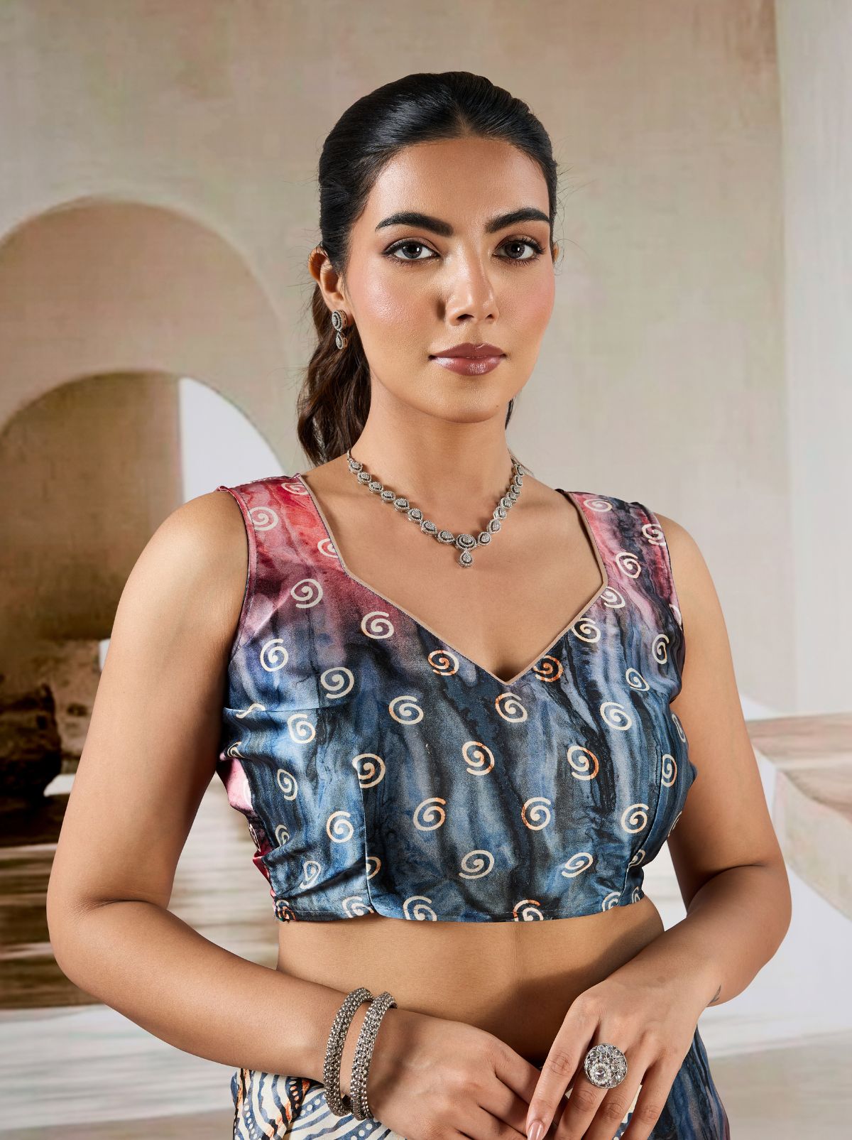 Pewter Gray Premium Modal Satin Silk Saree - TrendOye