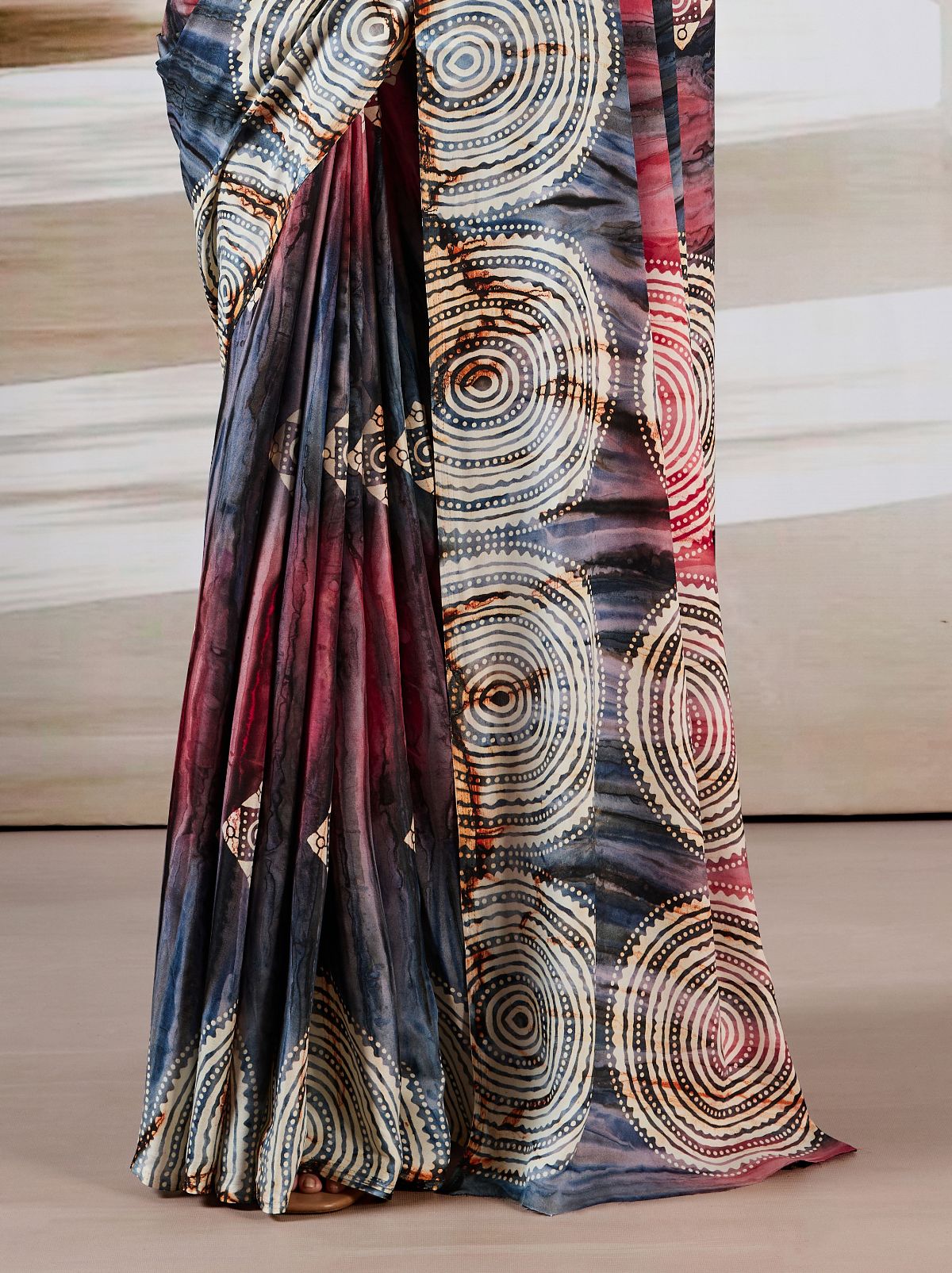 Pewter Gray Premium Modal Satin Silk Saree - TrendOye