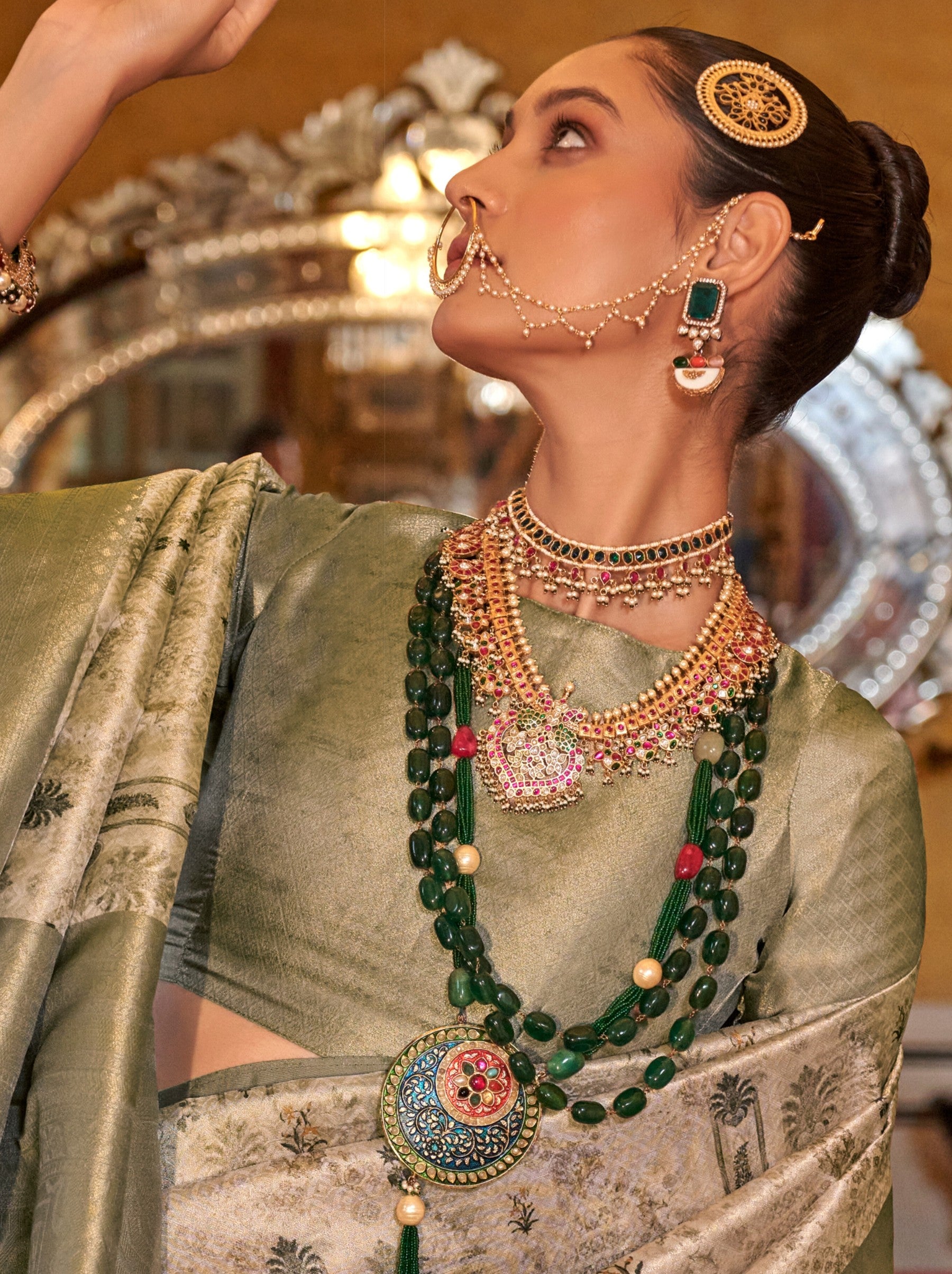 Laurel Green Party Designer Saree - TrendOye