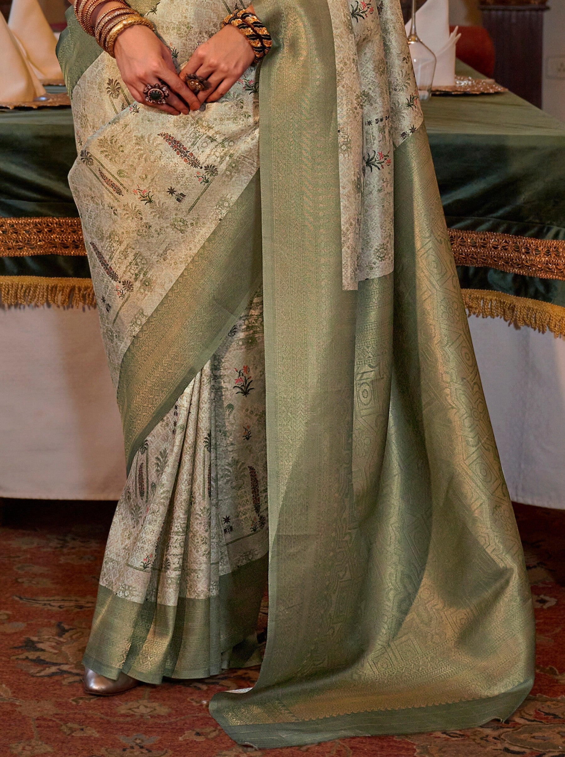 Laurel Green Party Designer Saree - TrendOye