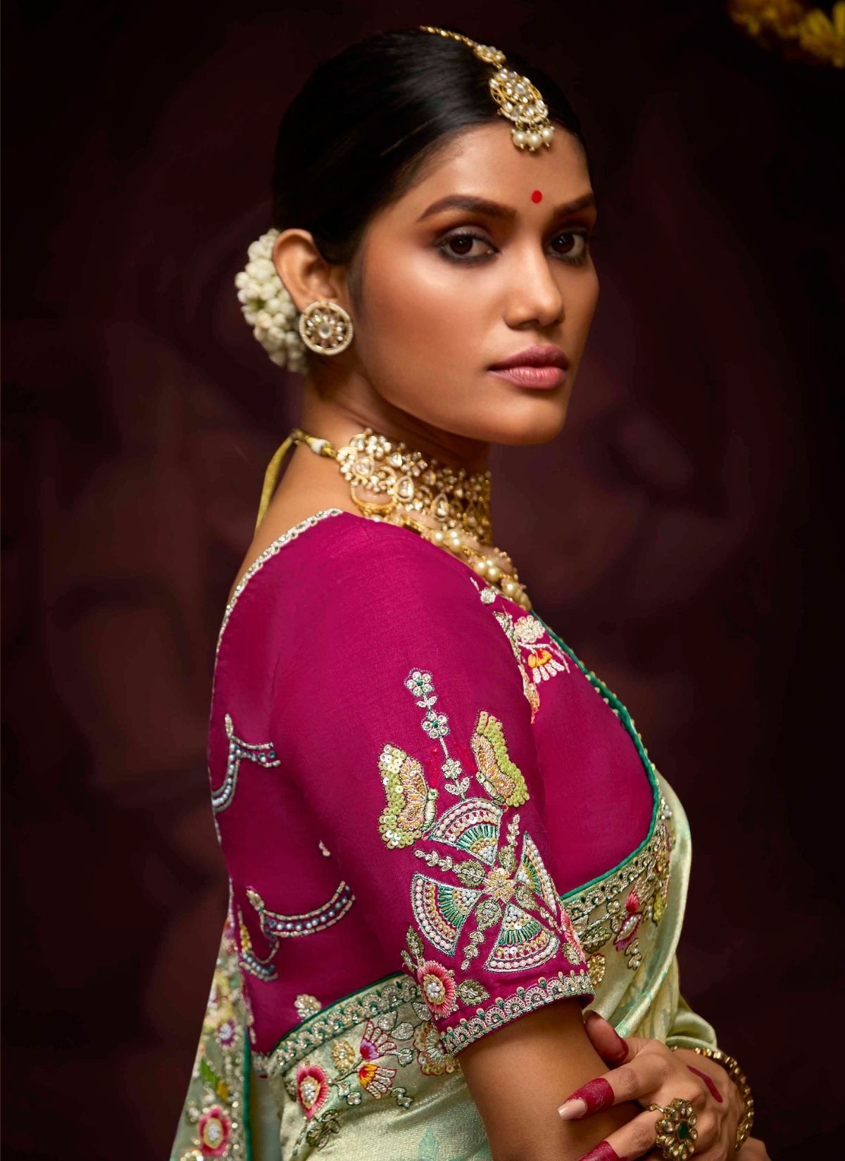 Pastel Green Designer Banarasi Kanjivaram Silk Saree for Wedding - TrendOye