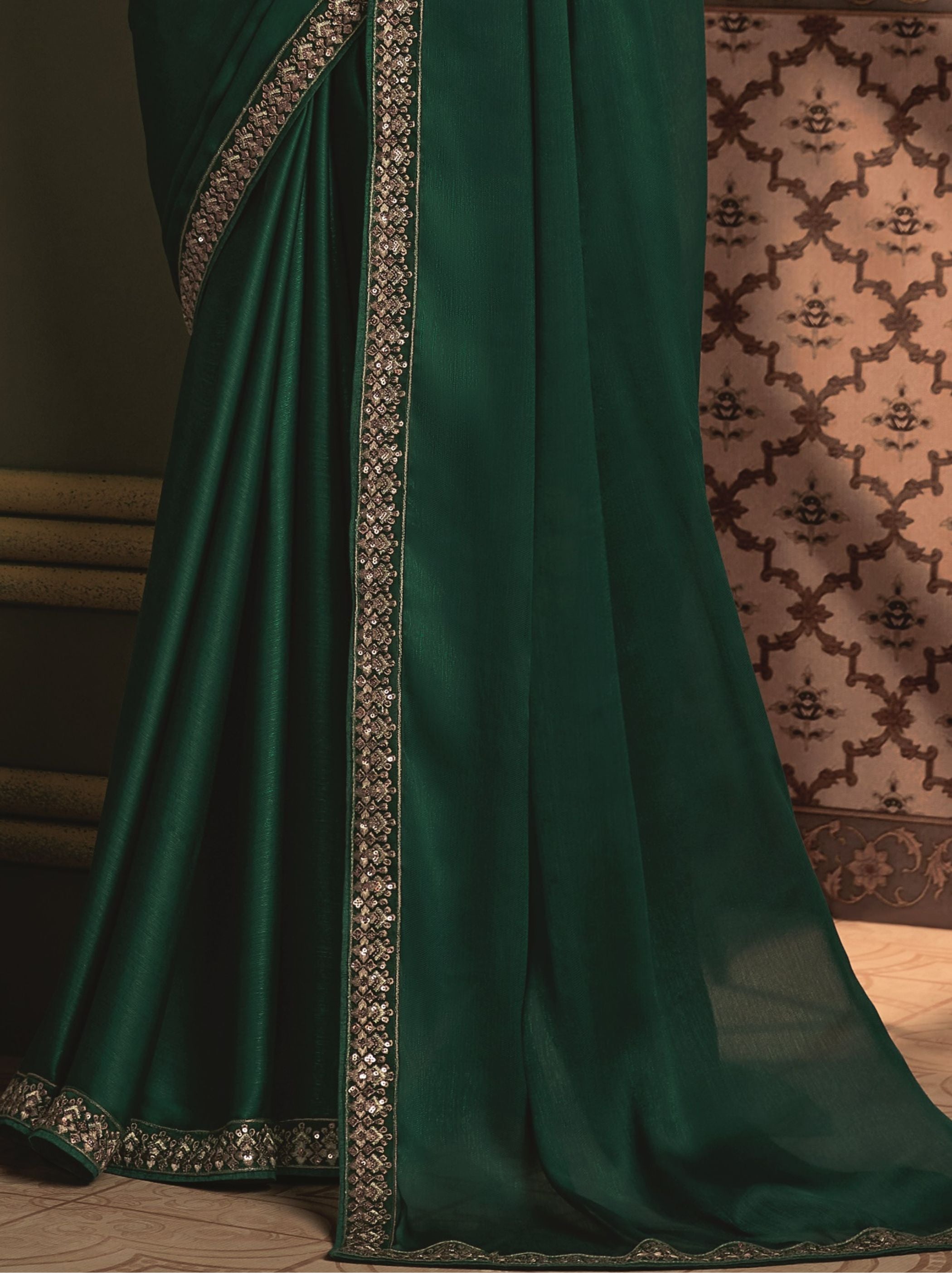 Sacramento Green premium Saree - TrendOye