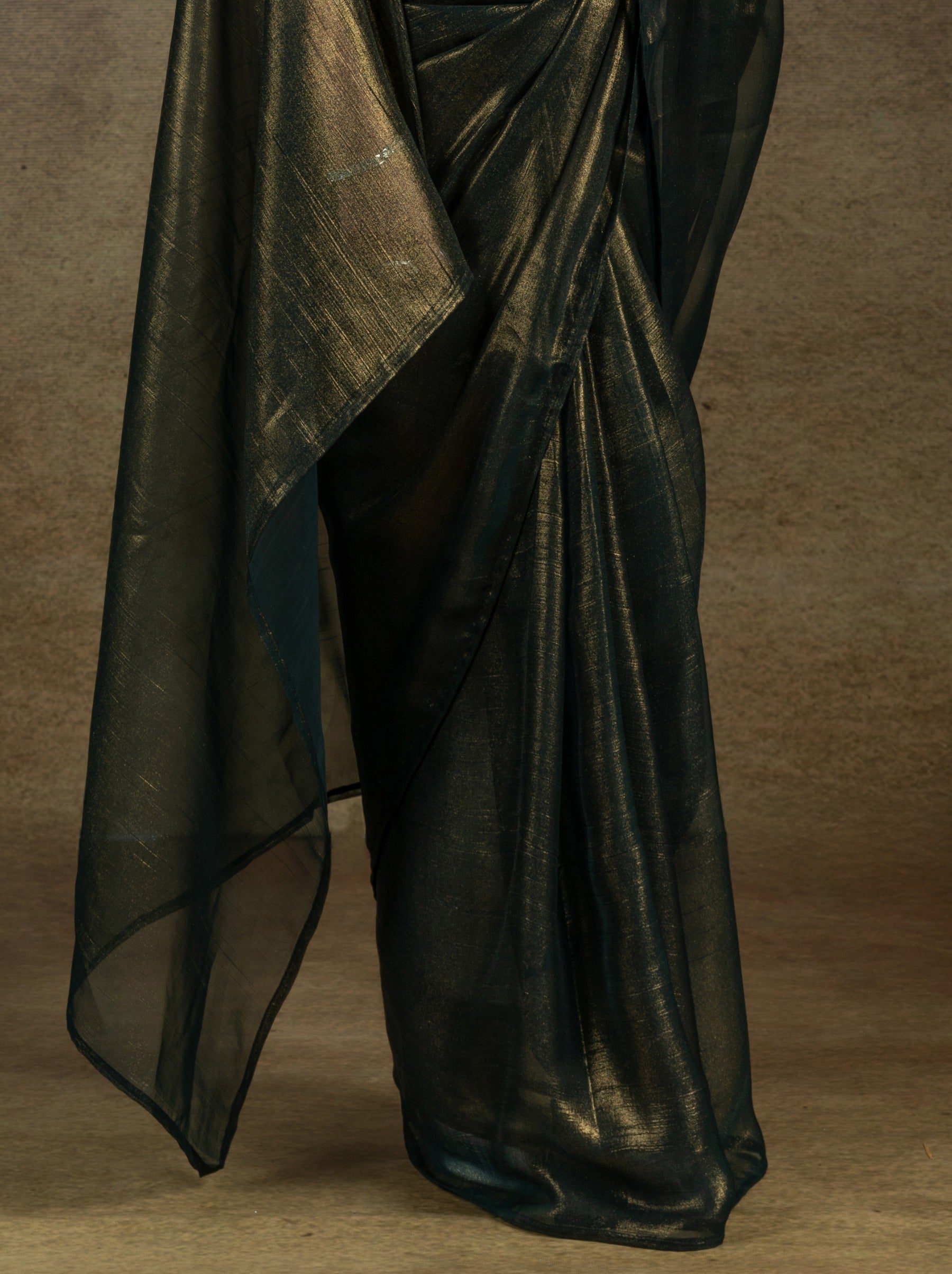 Army Green Ready to Wear Party Saree With Blouse Piece - TrendOye