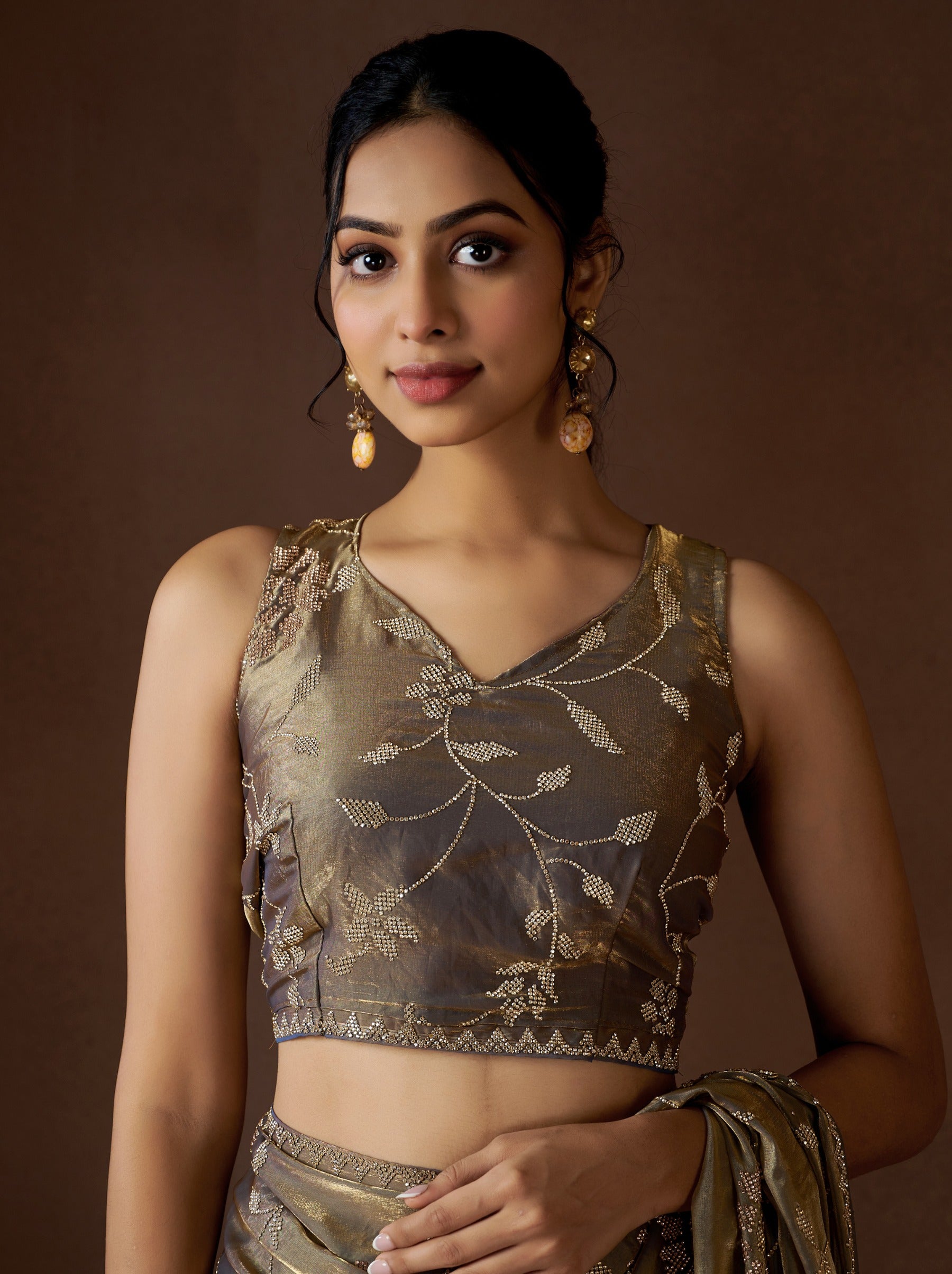 Uniform Green Fancy Premium Satin Silk Party Saree - TrendOye