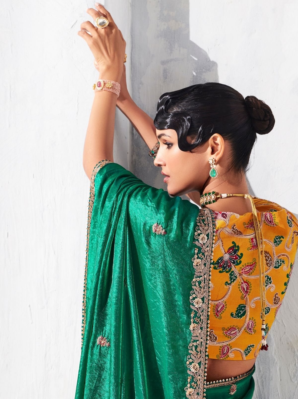Teal Green Fancy Silk Saree with Beautiful Blouse Piece
