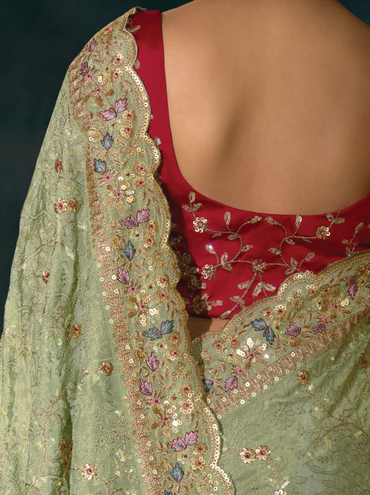 Pistachio Green Wedding Premium Banarasi Silk Saree With Blouse Piece