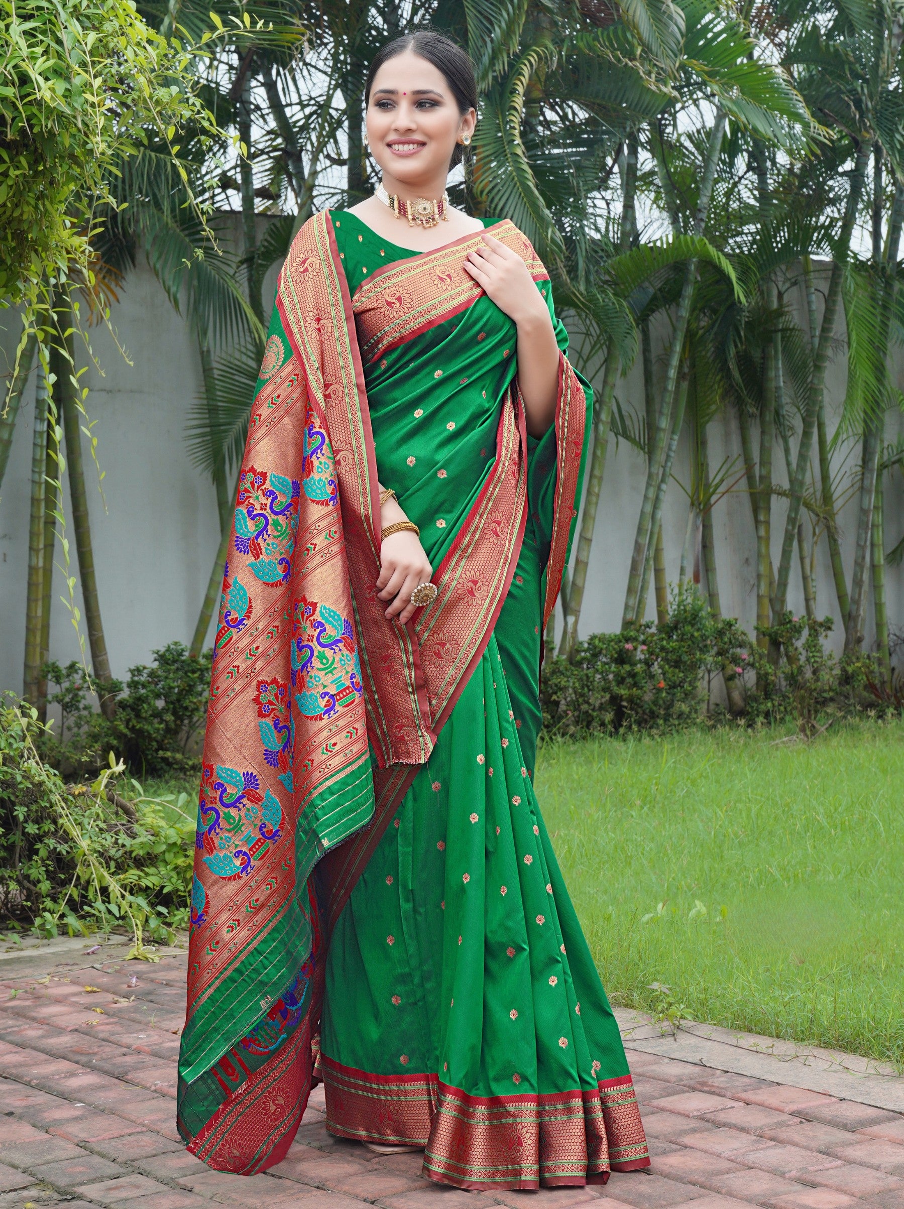 Castleton Green Festive Saree - TrendOye