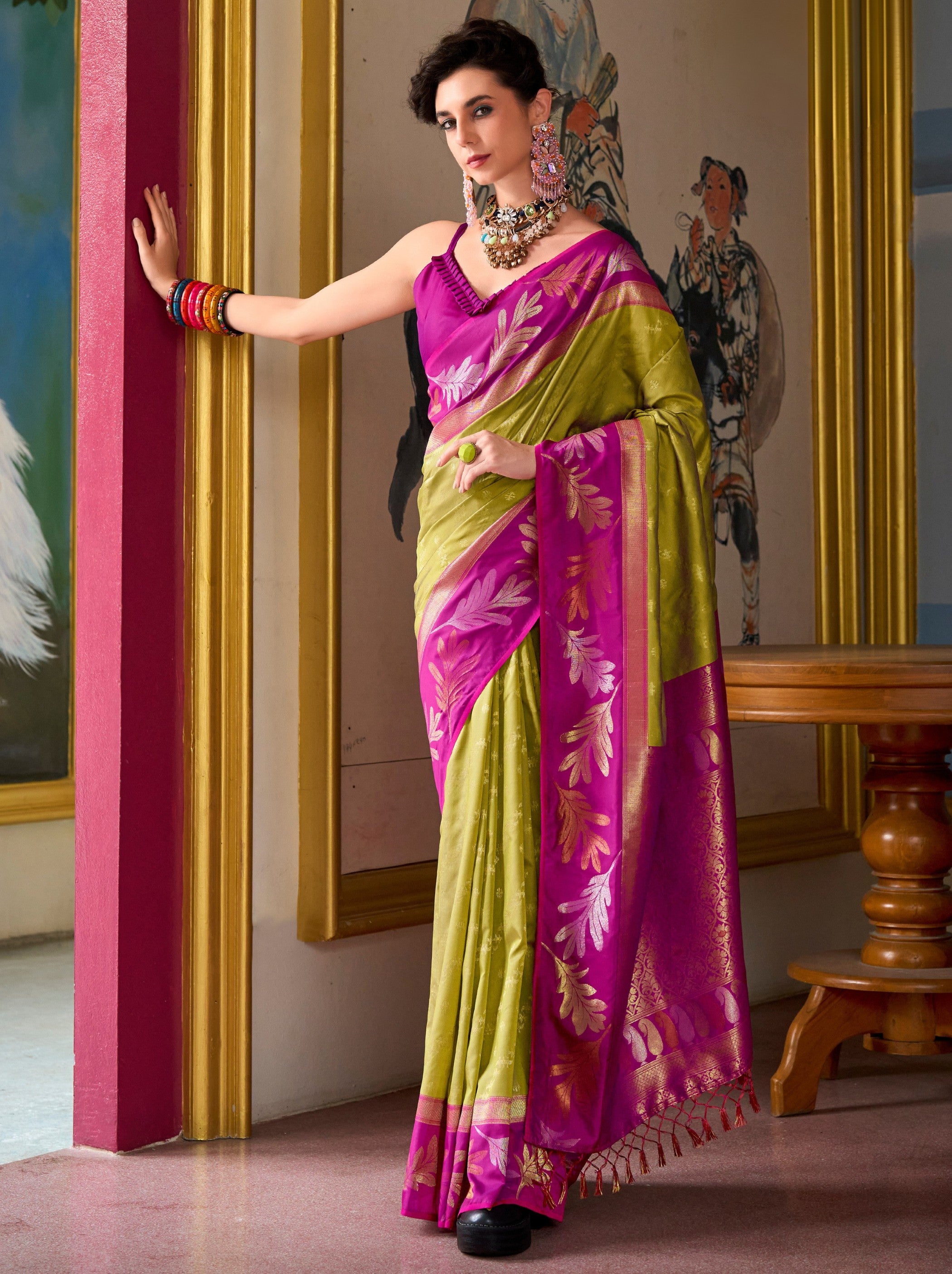 Apple Green Celebration Saree - TrendOye