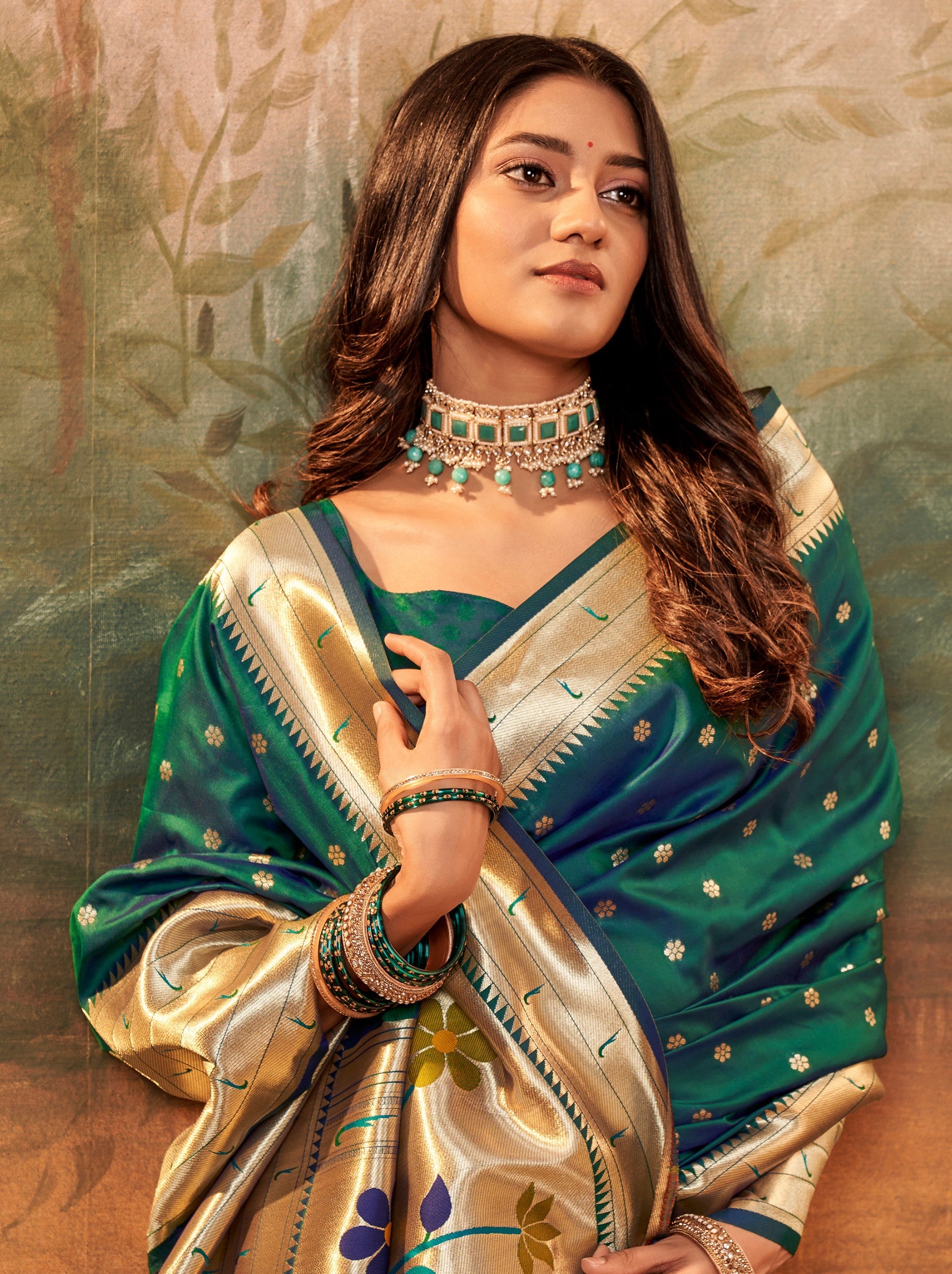 Sacramento Green Gorgeous Paithani Silk Wedding Saree - TrendOye