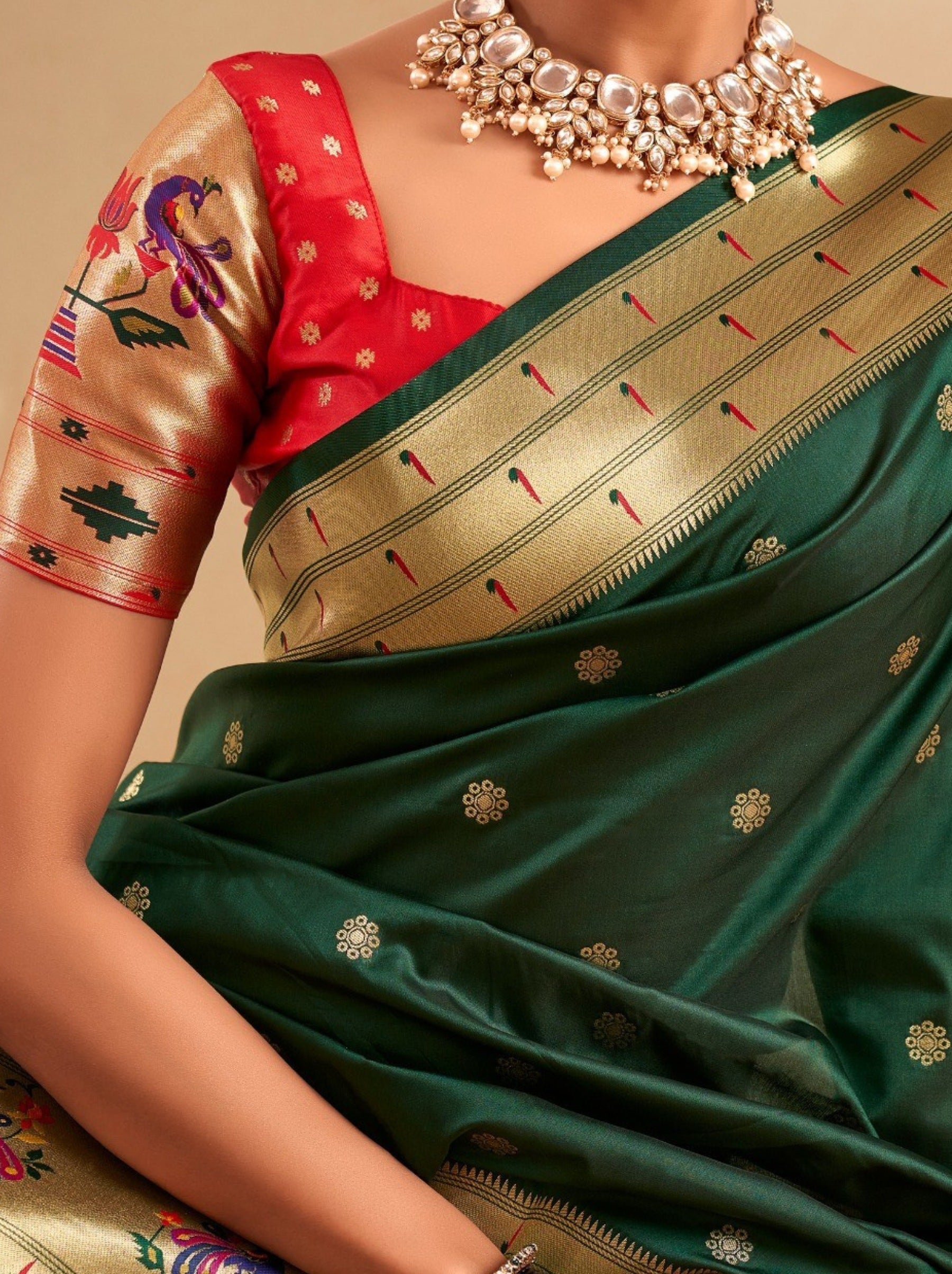 Sacramento Green Paithani Festive Saree - TrendOye