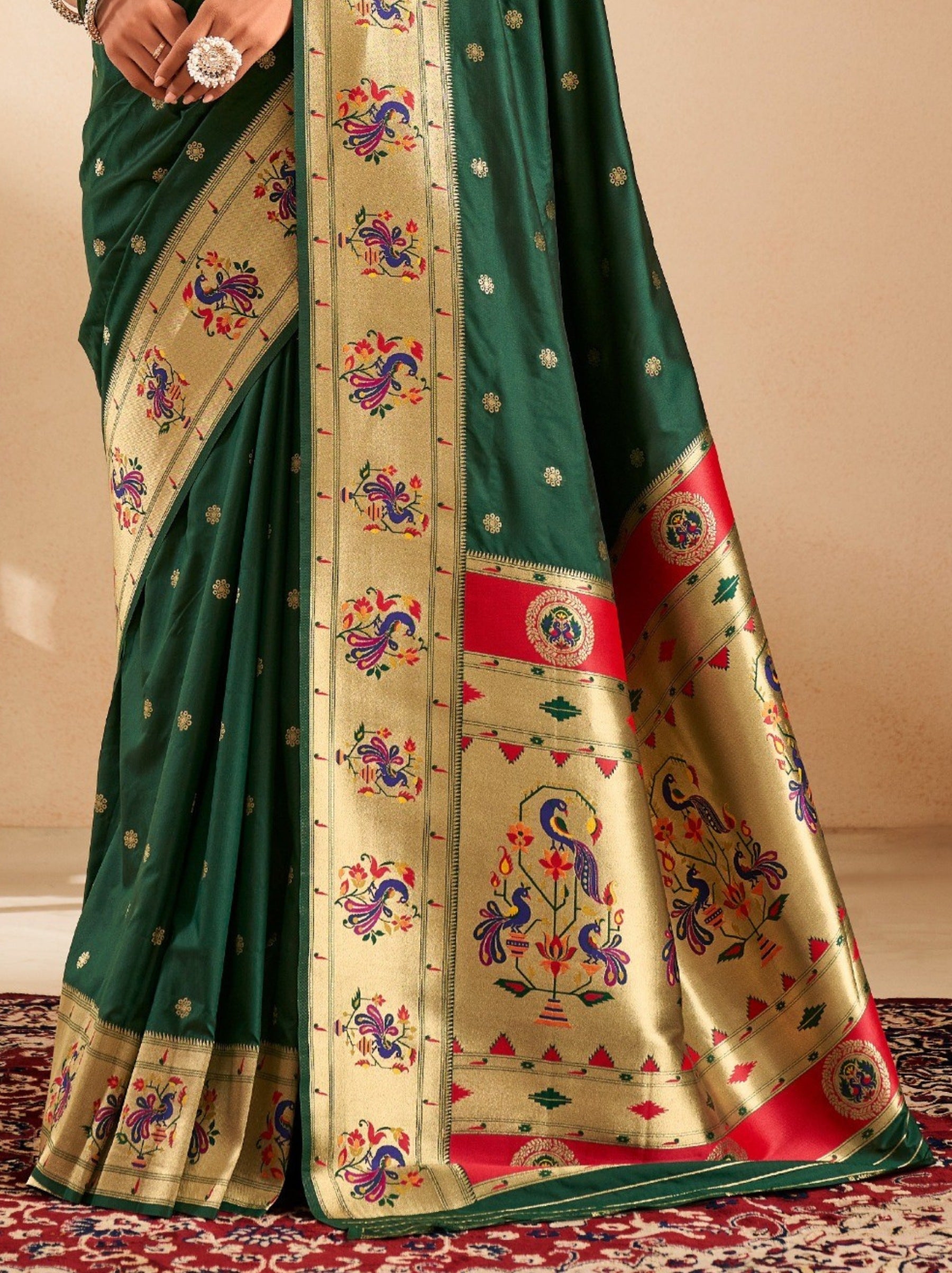 Sacramento Green Paithani Festive Saree - TrendOye