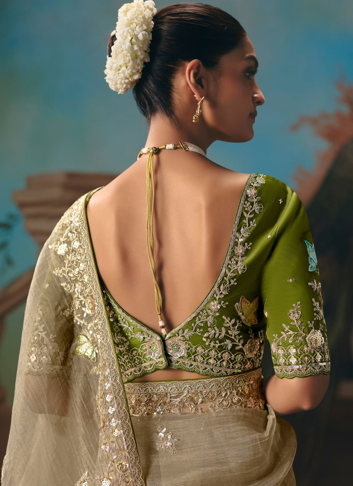 Grey Celebration Fancy Saree With Premium Blouse Piece - TrendOye