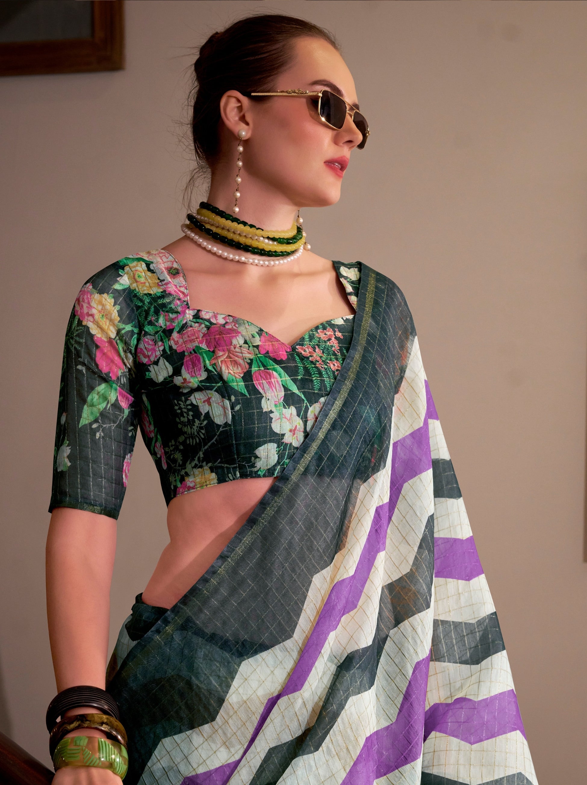 Iron Grey Celebration Saree - TrendOye