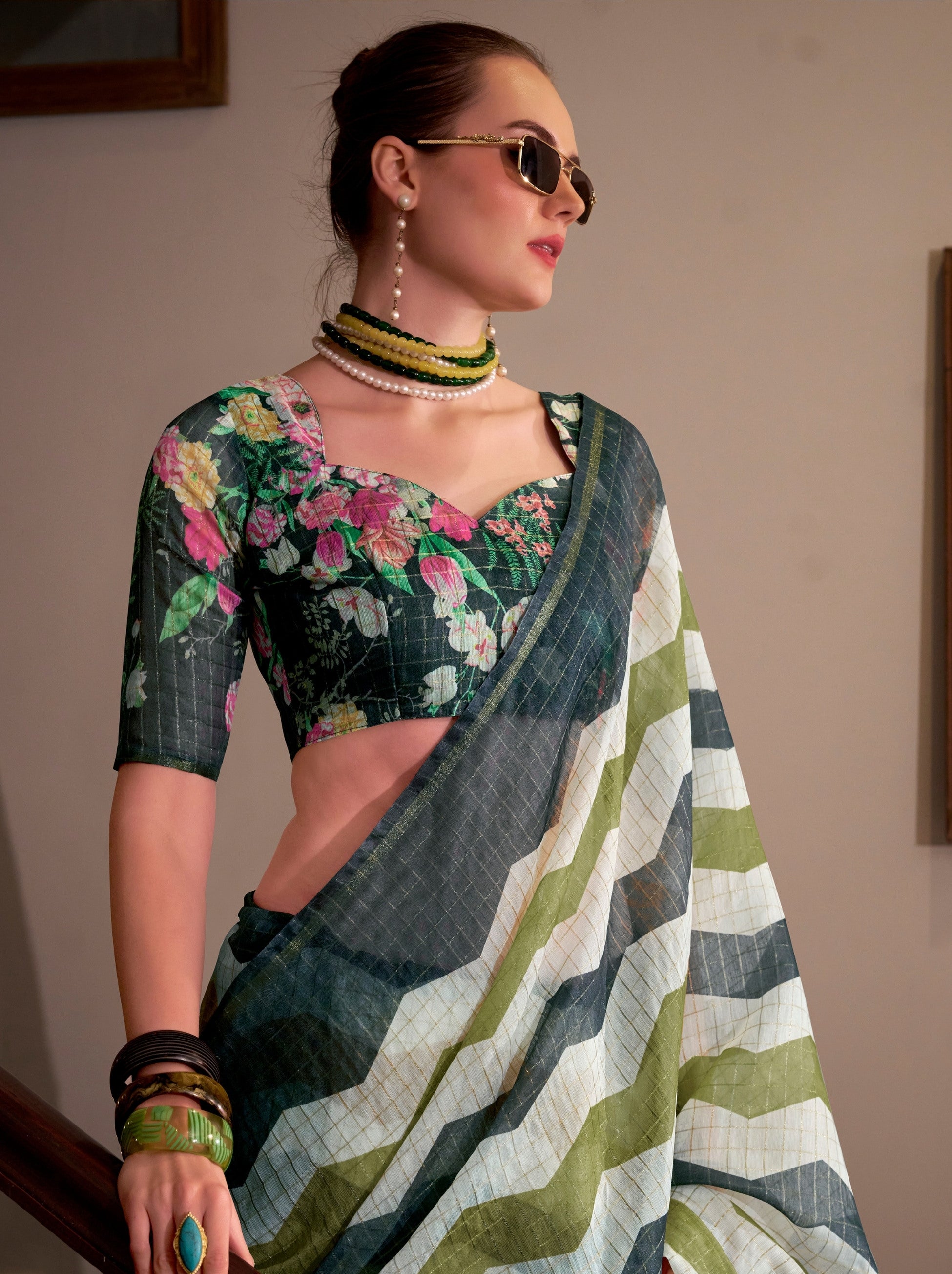 Ash Grey Celebration Saree - TrendOye