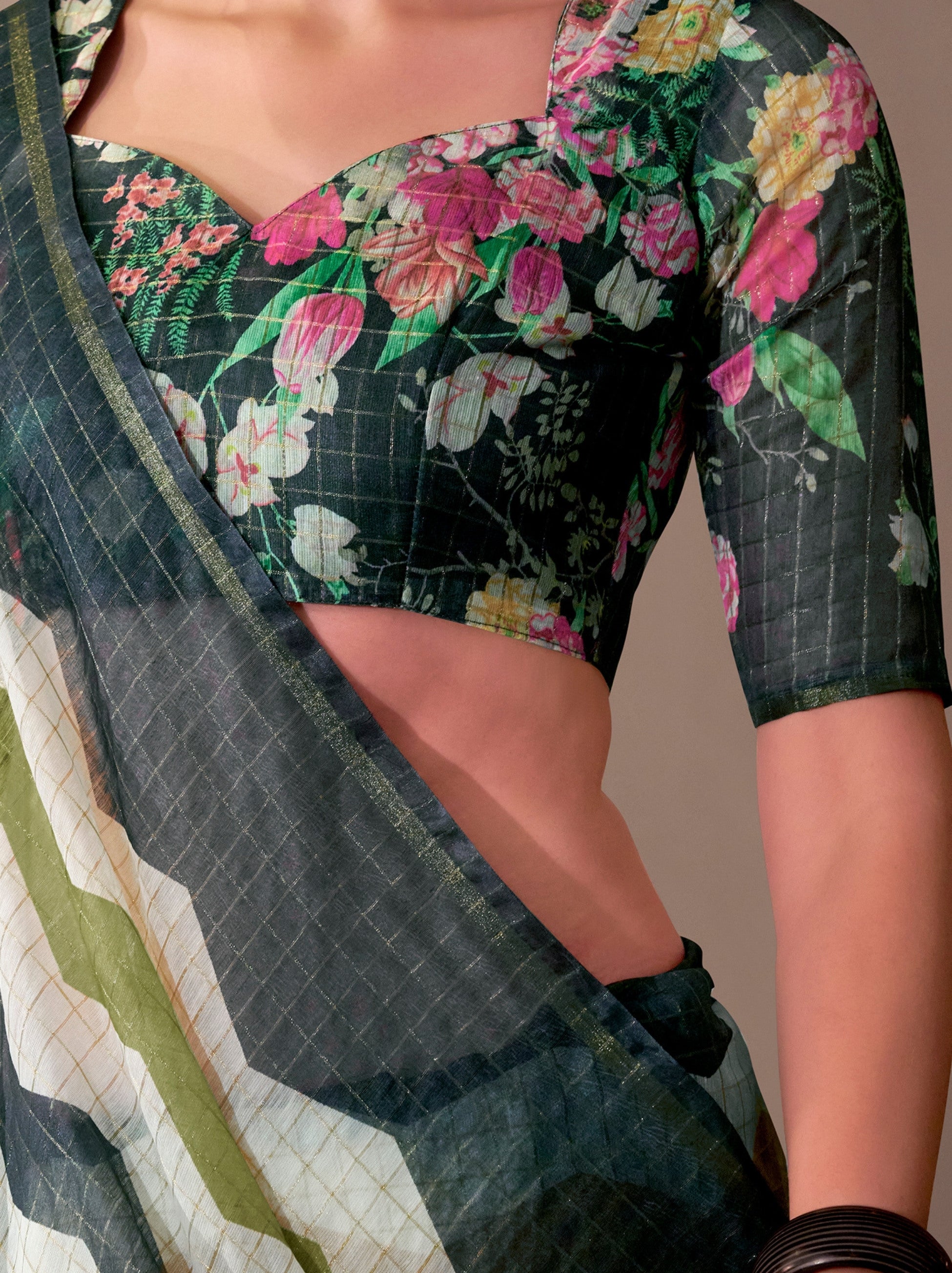 Ash Grey Celebration Saree - TrendOye