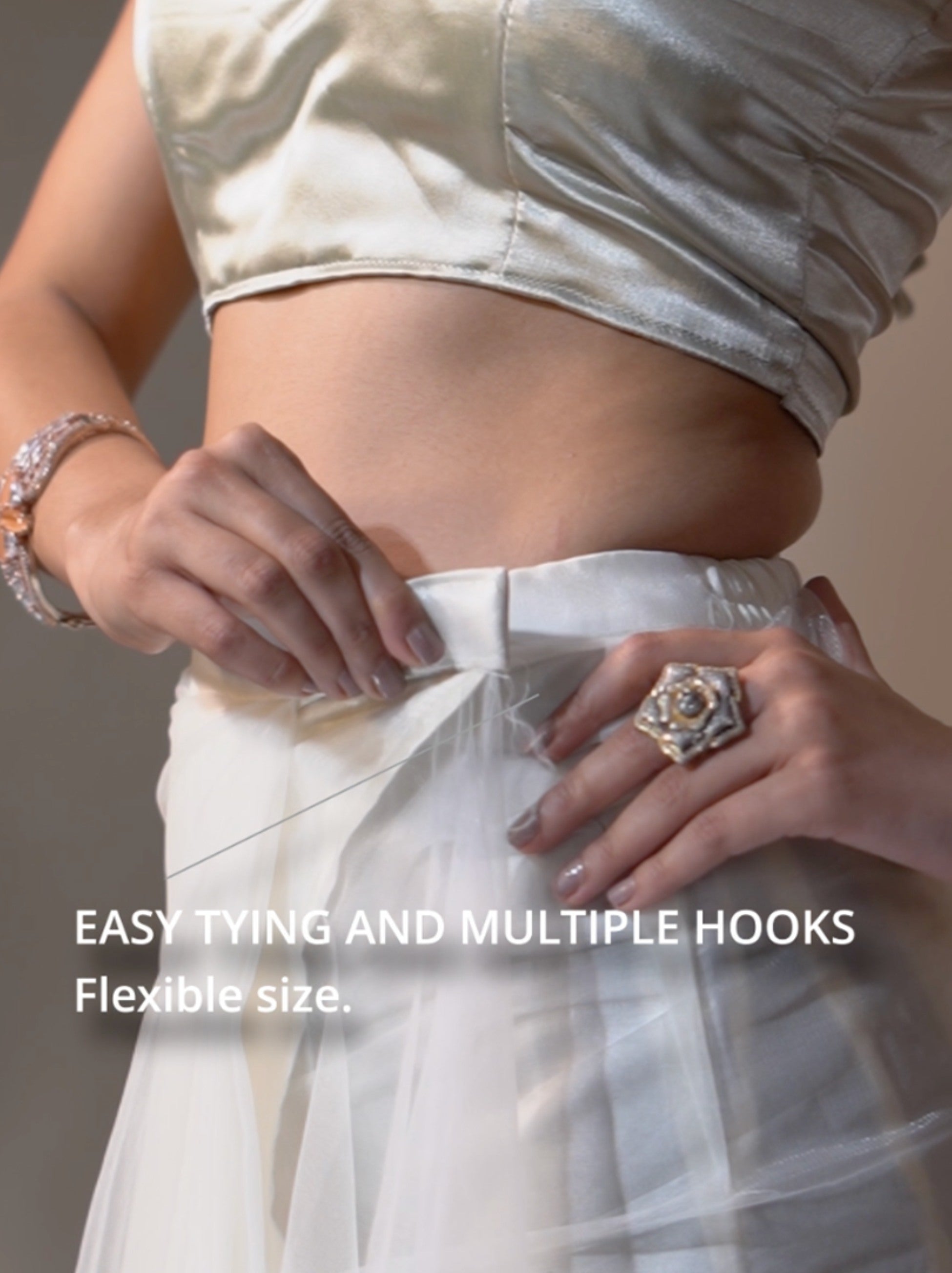 Light Grey Net Designer Ready to Wear Saree With Diamond Work - TrendOye