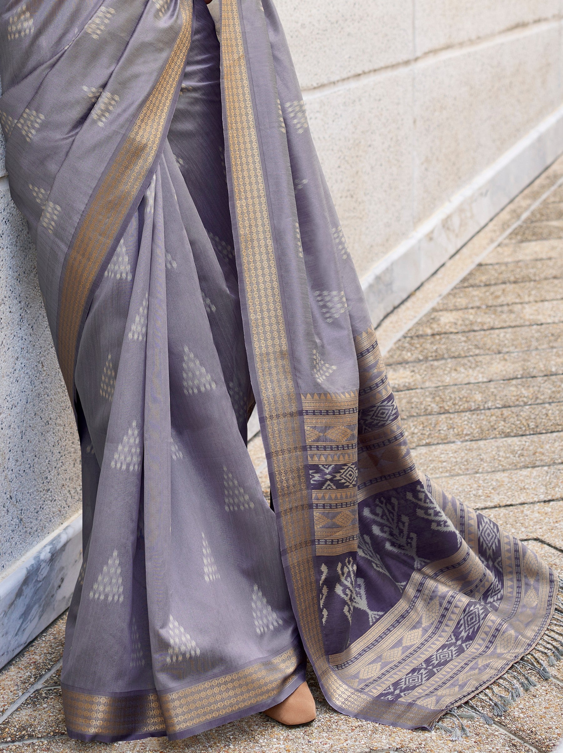 Lava Grey Celebration Saree - TrendOye