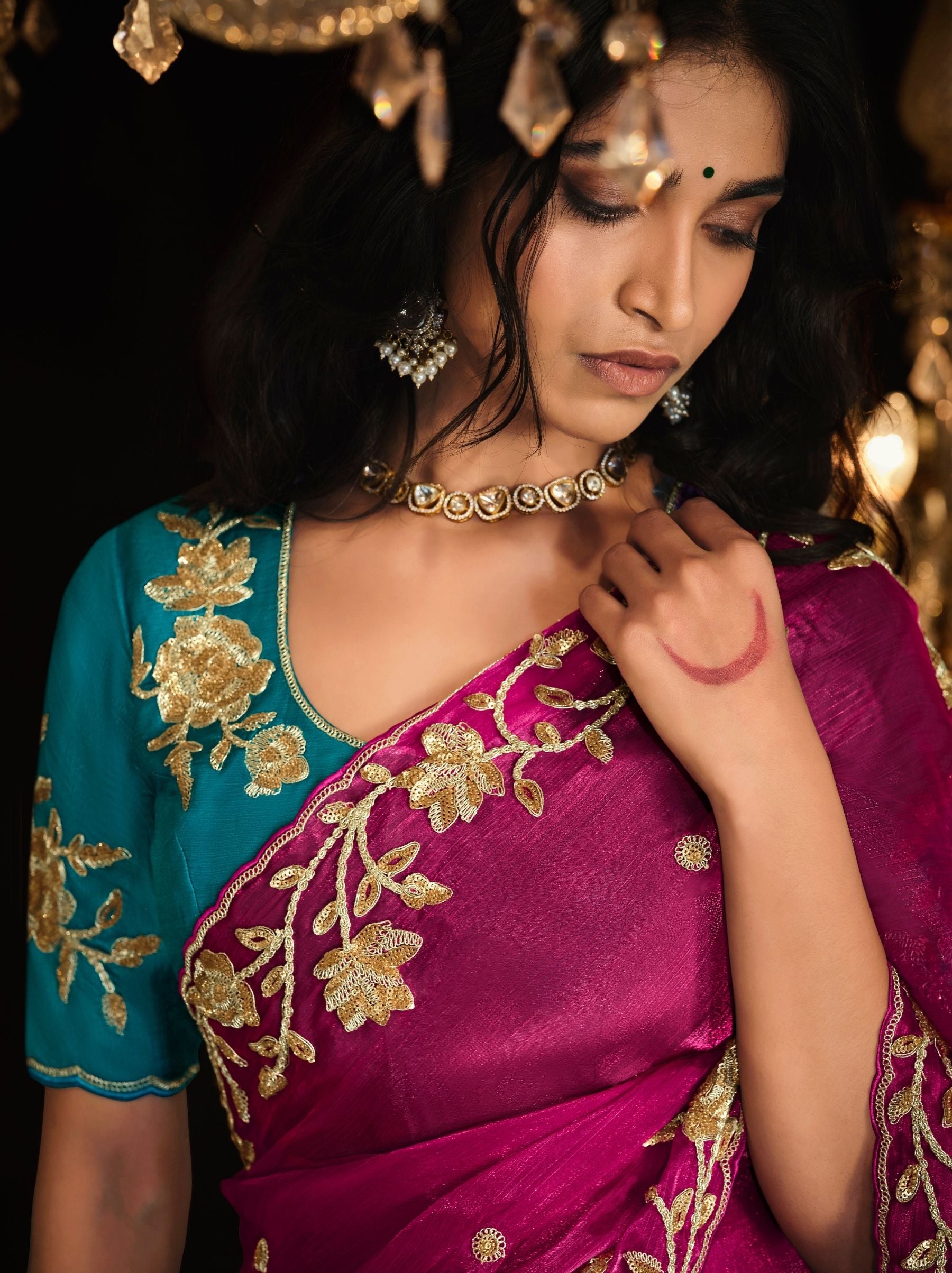 Magenta-Pink Premium Fancy Designer Wedding Saree - TrendOye