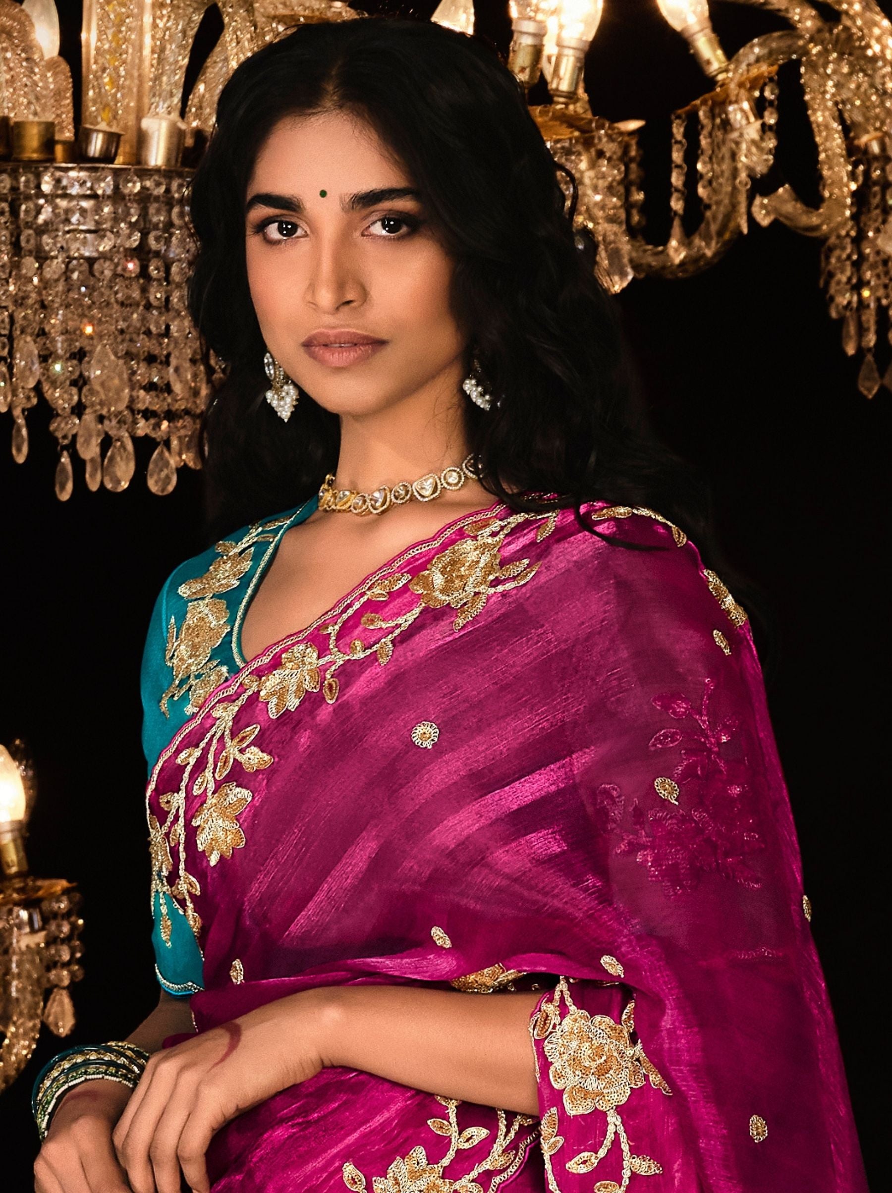 Magenta-Pink Premium Fancy Designer Wedding Saree - TrendOye