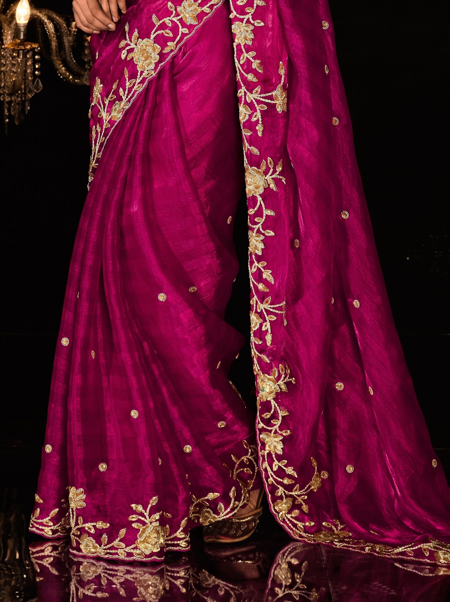 Magenta-Pink Premium Fancy Designer Wedding Saree - TrendOye