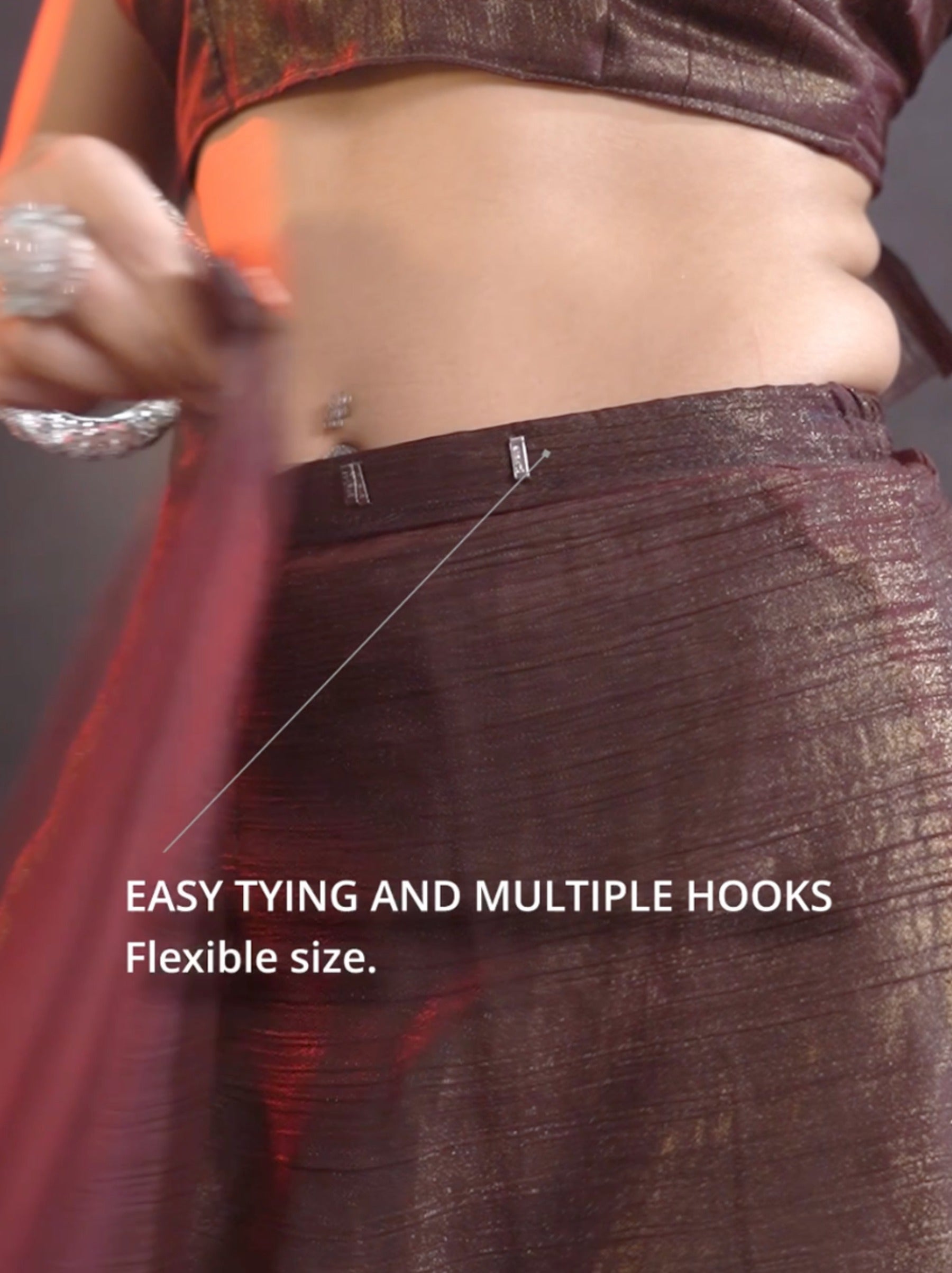 Maroon Brown Ready to Wear Party Saree With Blouse Piece - TrendOye