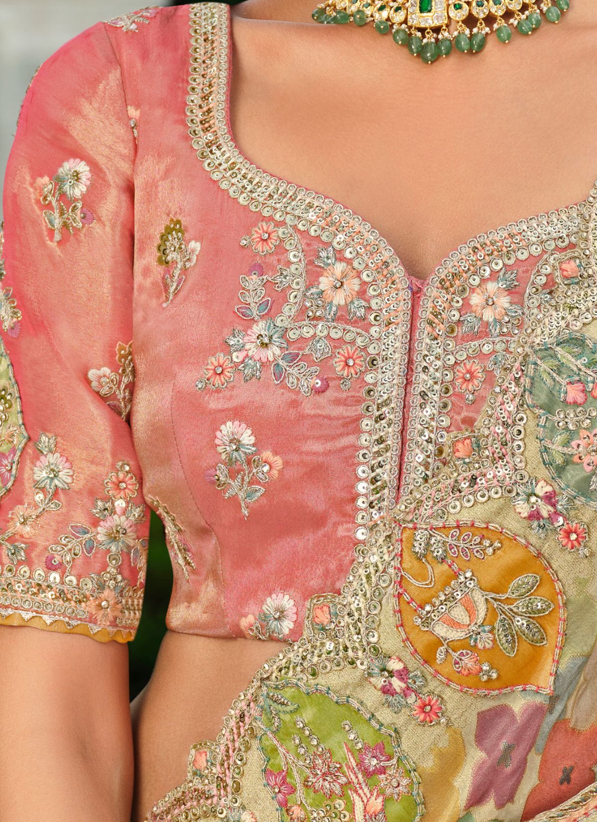 Multi-Color Designer Premium Silk Saree With Heavy Work - TrendOye