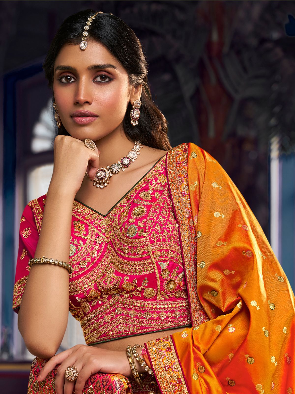 Multi-Color Exclusive Luxury Wedding Lehenga Set With Hand Embroidery Work