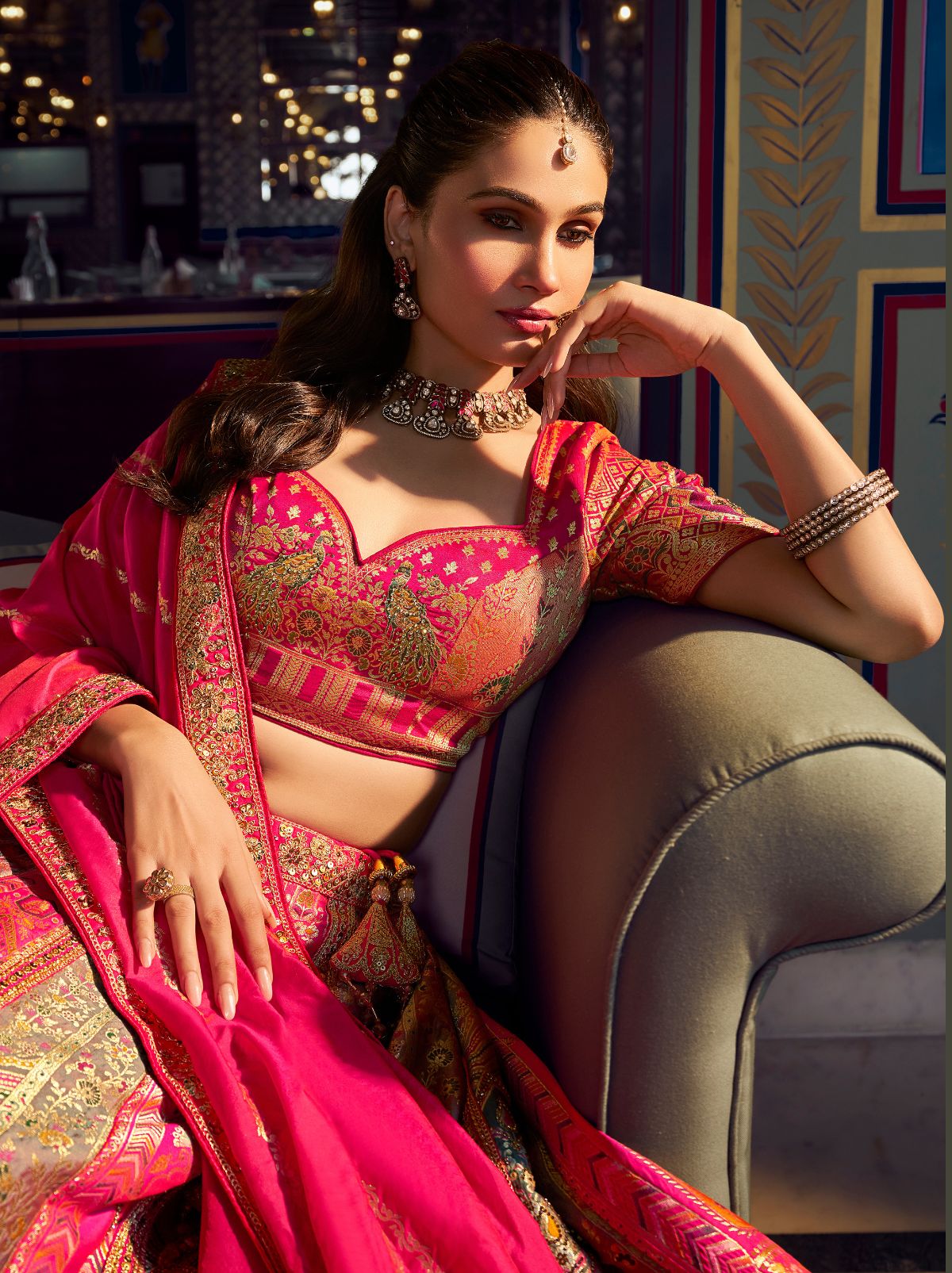 Multi-Color Exclusive Luxury Wedding Lehenga Set With Hand Embroidery Work