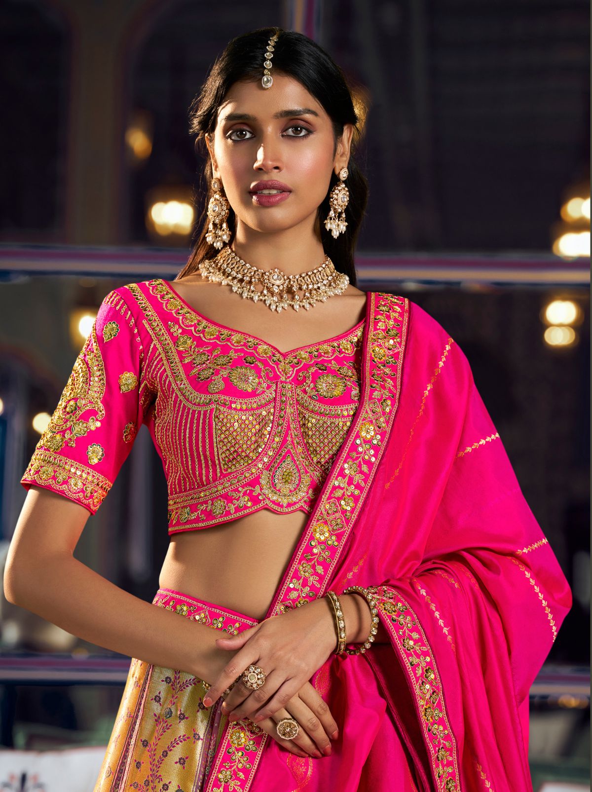 Multi-Color Exclusive Luxury Wedding Lehenga Set With Hand Embroidery Work