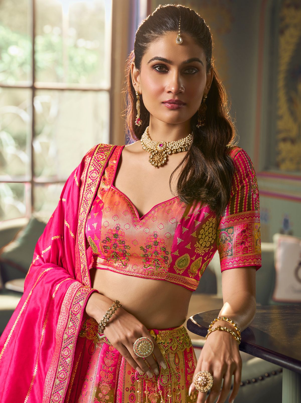 Multi-Color Exclusive Luxury Wedding Lehenga Set With Hand Embroidery Work